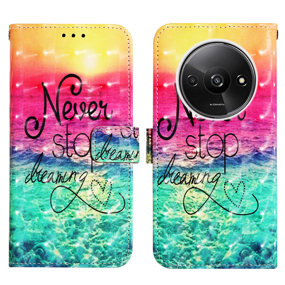 YB Pattern Printing Leather Series-2 For Xiaomi Redmi A3 / Poco C61 4G Case 3D Pattern Folio Purse Phone Cover