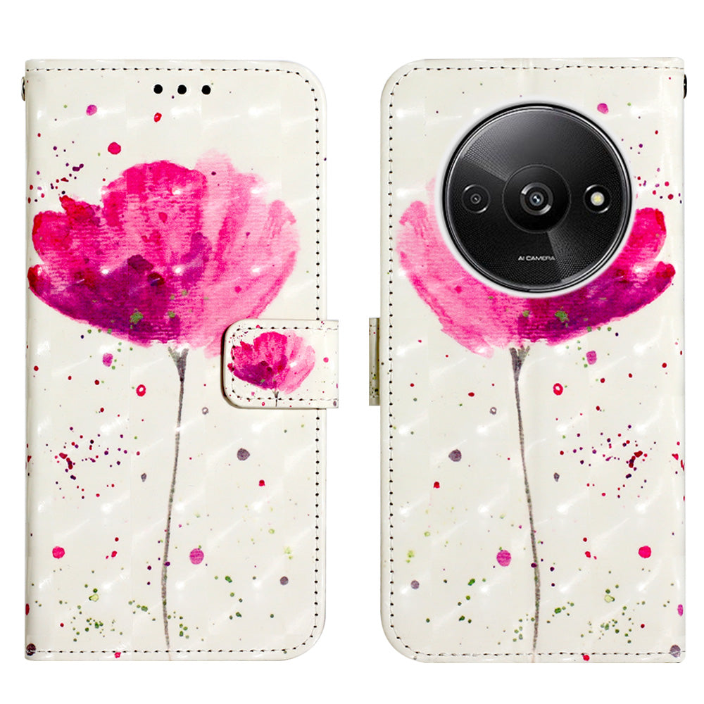 YB Pattern Printing Leather Series-2 For Xiaomi Redmi A3 / Poco C61 4G Case 3D Pattern Folio Purse Phone Cover