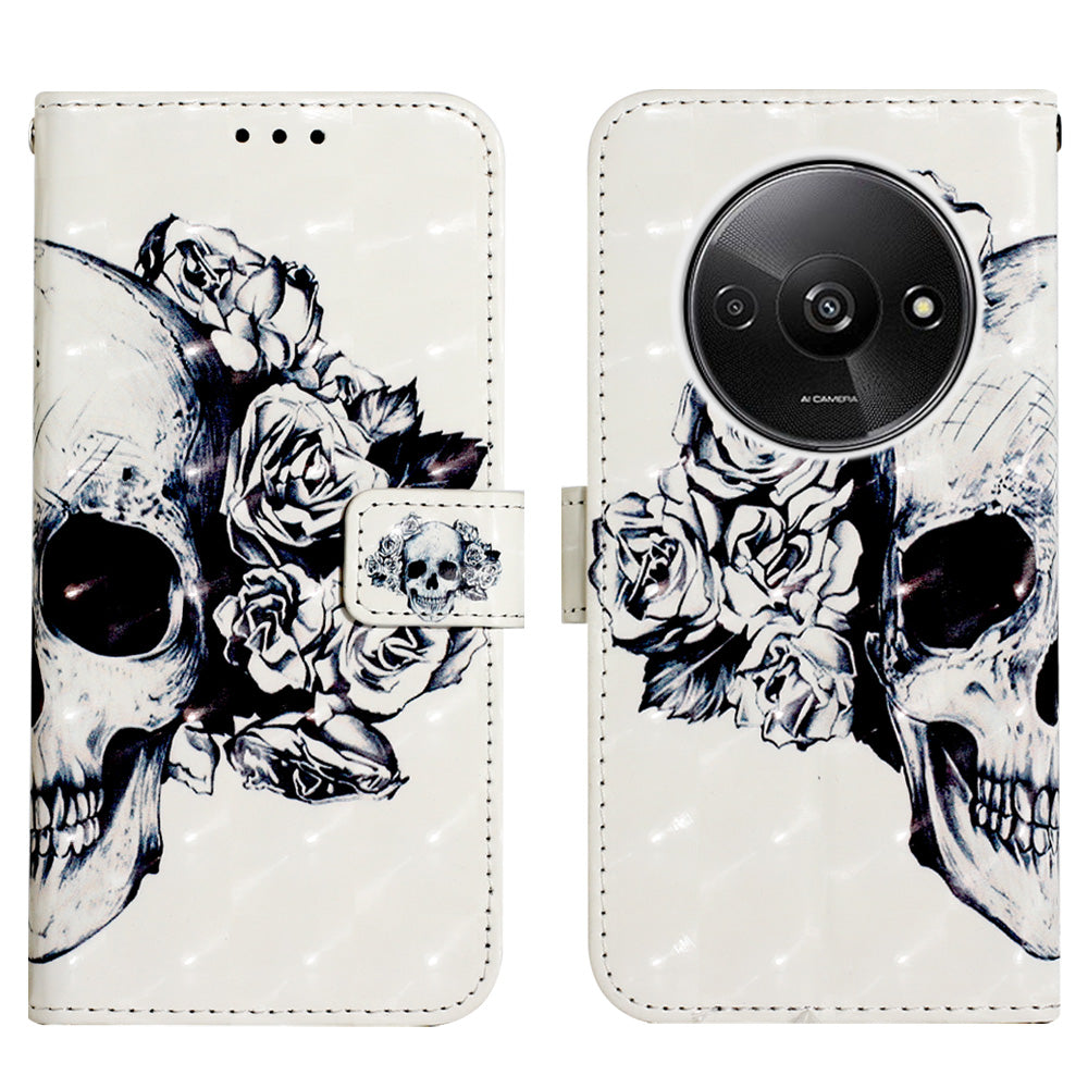 YB Pattern Printing Leather Series-2 For Xiaomi Redmi A3 / Poco C61 4G Case 3D Pattern Folio Purse Phone Cover