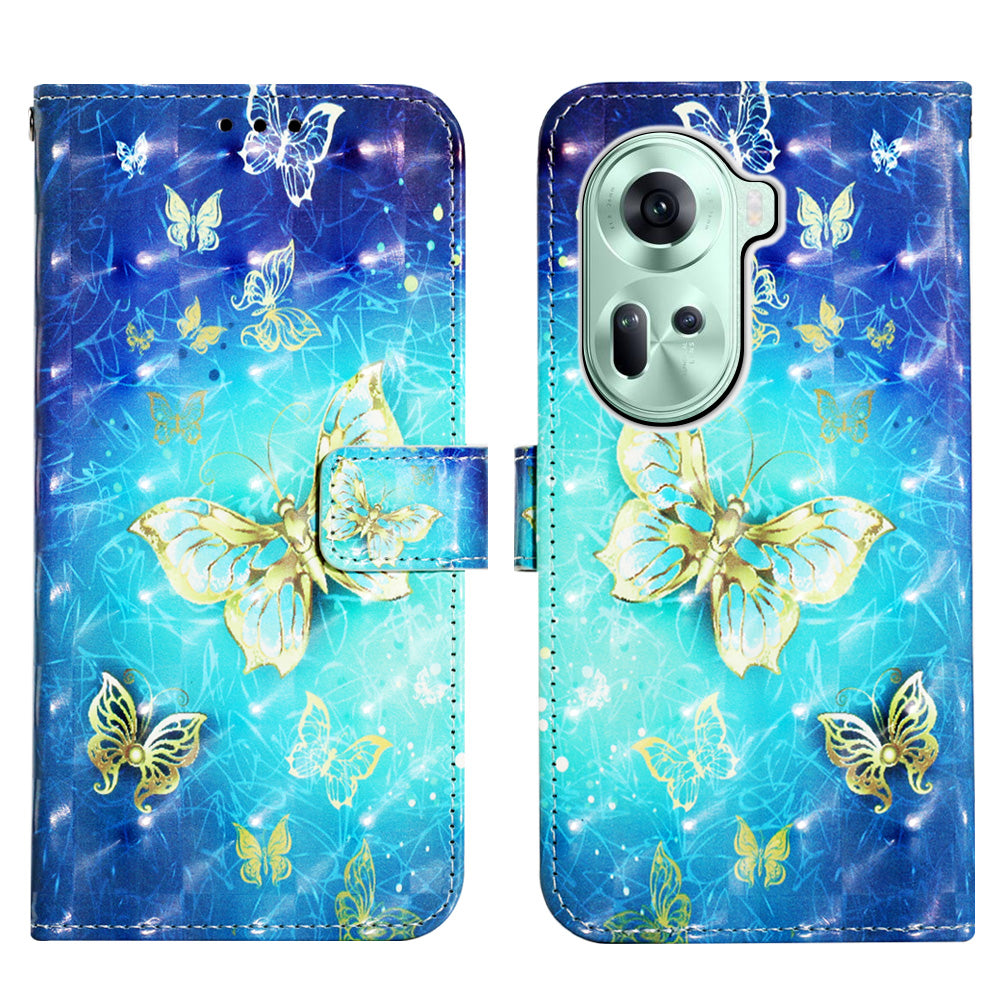 YB Pattern Printing Leather Series-2 For Oppo Reno11 5G (Global) Case Anti-Drop Leather Phone Cover