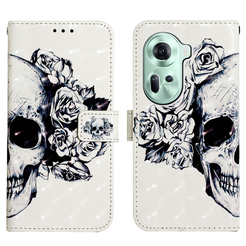 YB Pattern Printing Leather Series-2 For Oppo Reno11 5G (Global) Case Anti-Drop Leather Phone Cover