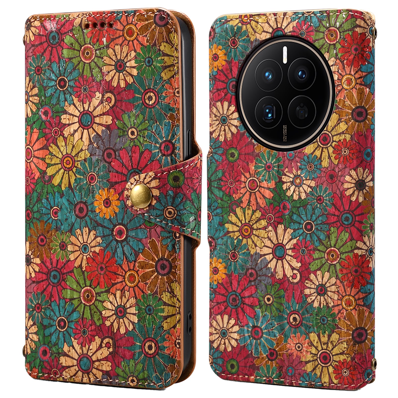 For Huawei Mate 50 4G Leather Case Drop-Proof Floral Printing Wallet Phone Cover with Stand