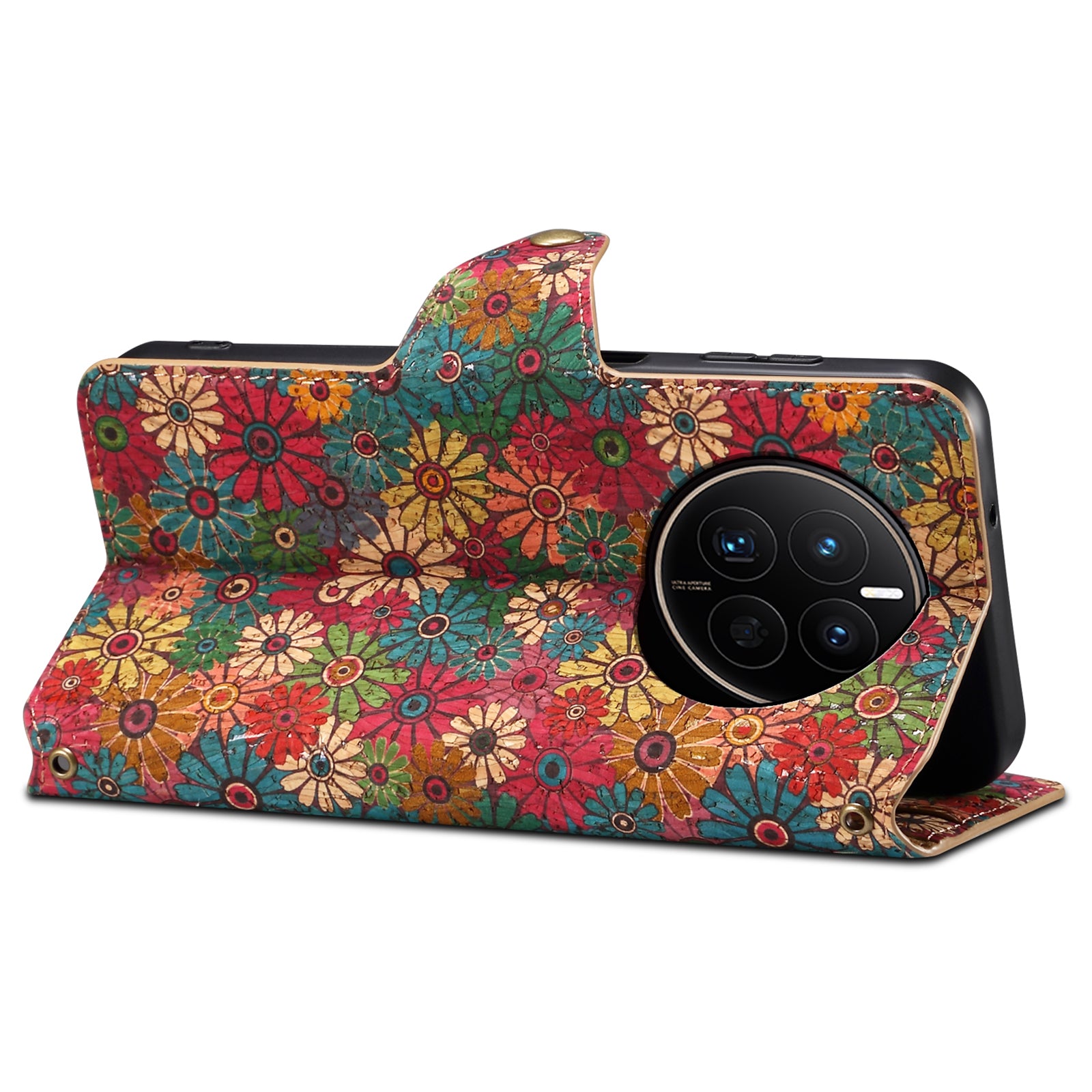 For Huawei Mate 50 4G Leather Case Drop-Proof Floral Printing Wallet Phone Cover with Stand