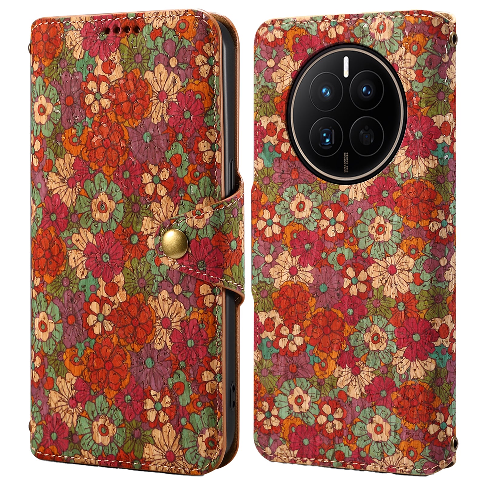 For Huawei Mate 50 4G Leather Case Drop-Proof Floral Printing Wallet Phone Cover with Stand