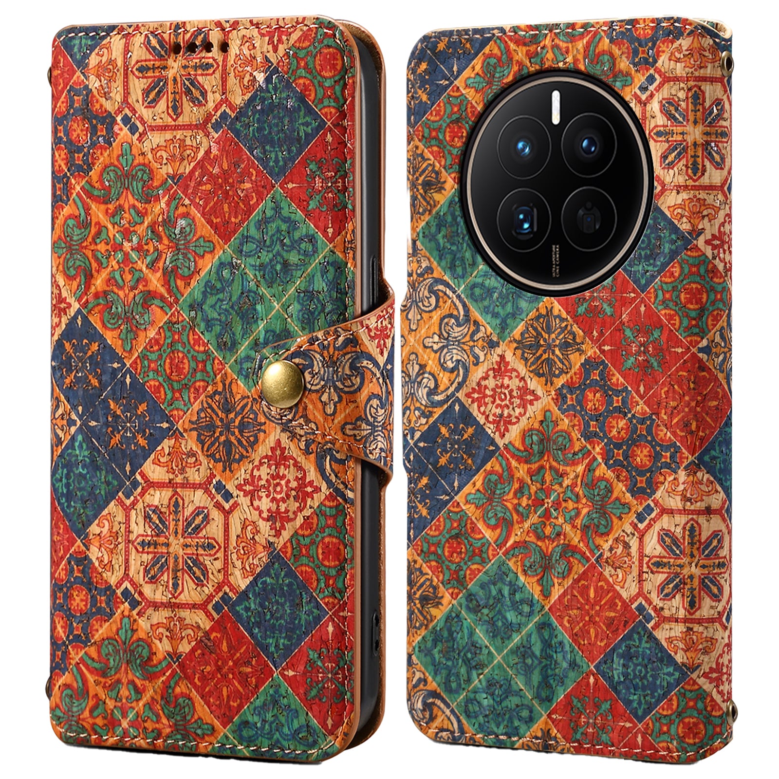 For Huawei Mate 50 4G Leather Case Drop-Proof Floral Printing Wallet Phone Cover with Stand