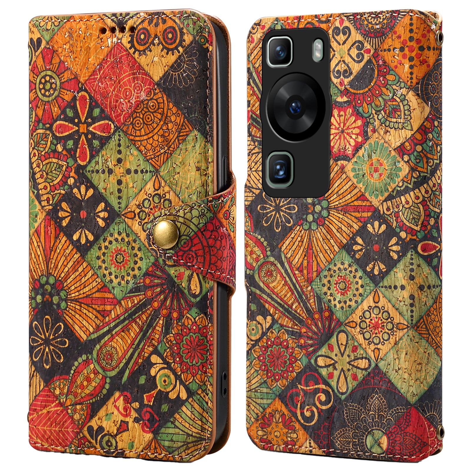 For Huawei P60 / P60 Pro Leather Case Floral Printing Stand Wallet Phone Cover