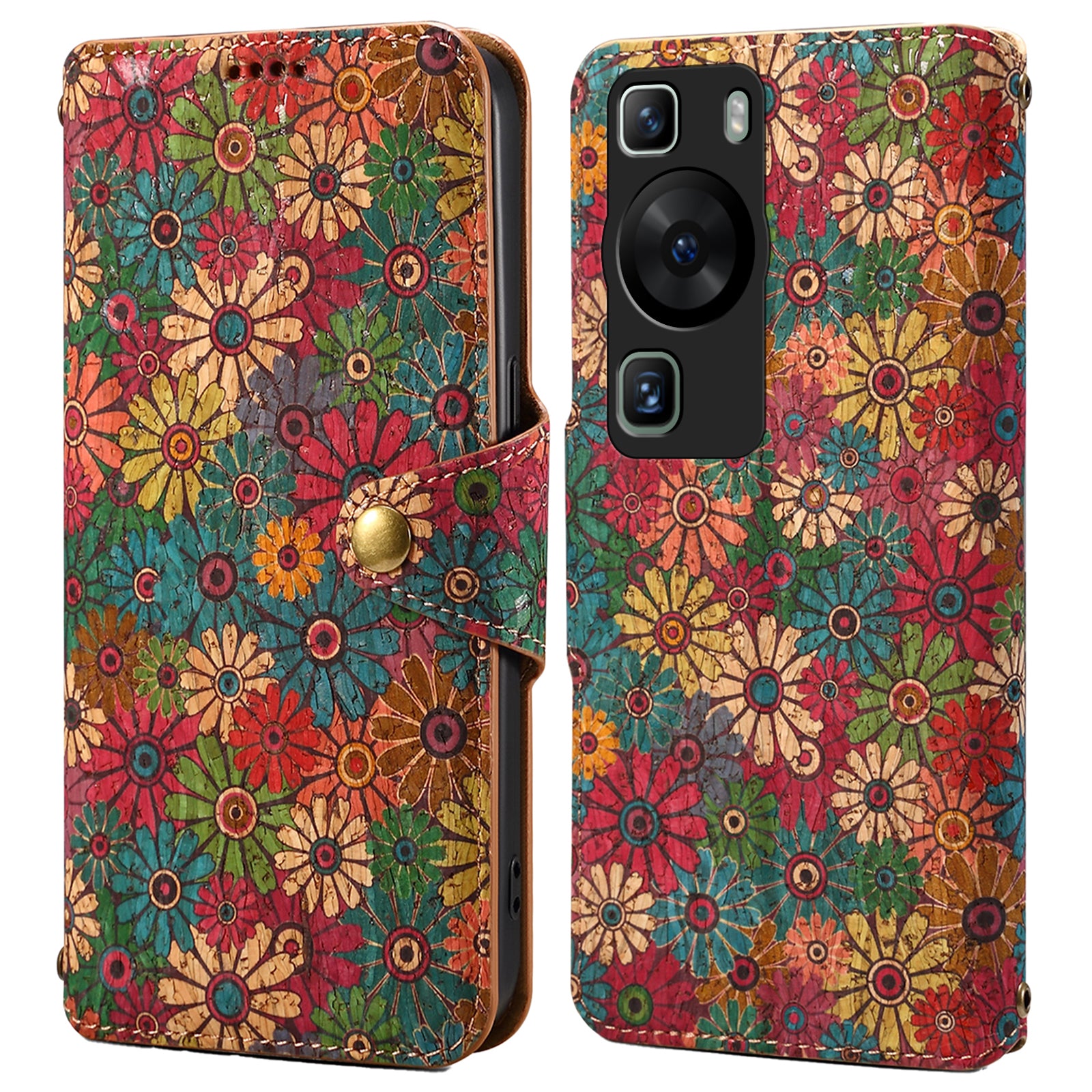 For Huawei P60 / P60 Pro Leather Case Floral Printing Stand Wallet Phone Cover