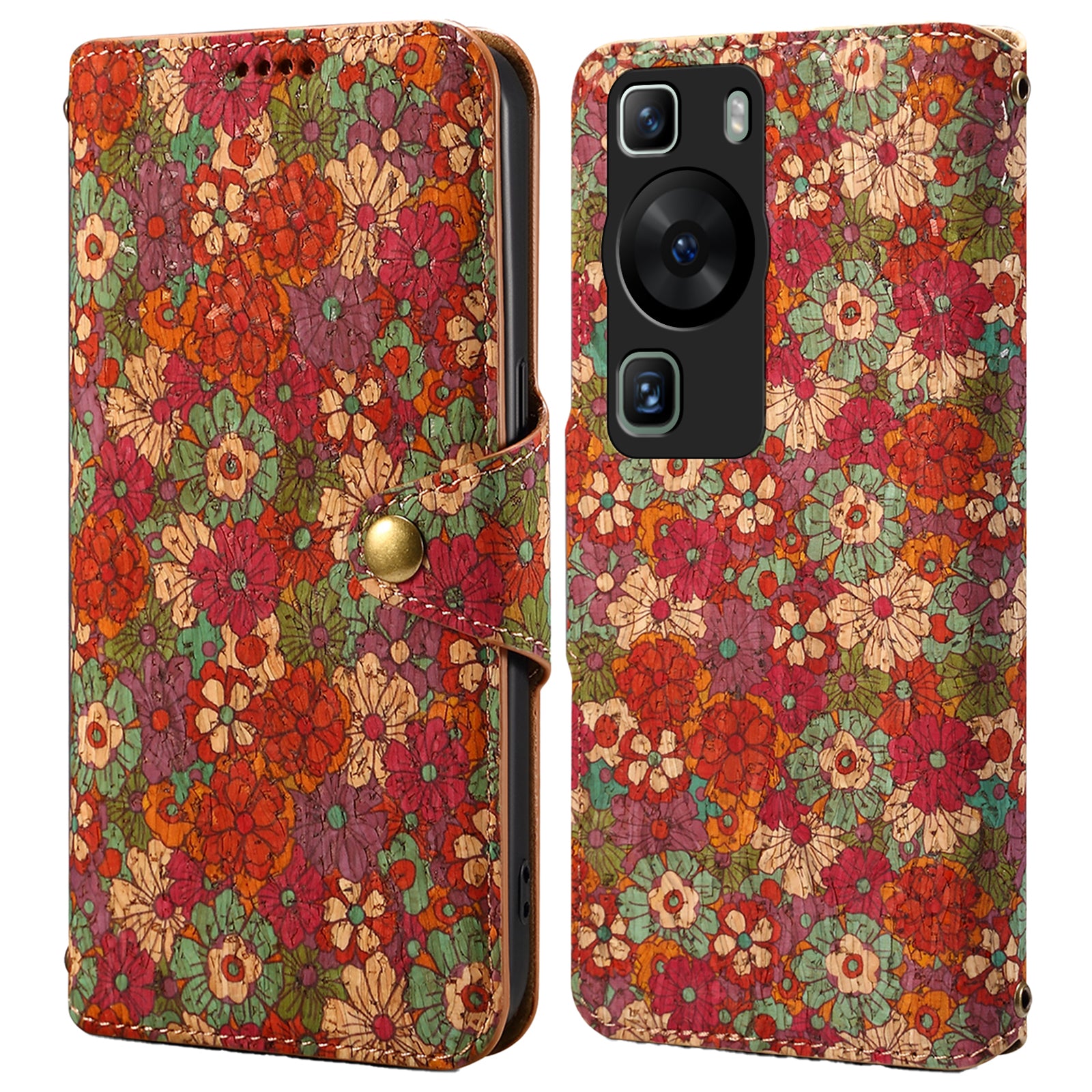 For Huawei P60 / P60 Pro Leather Case Floral Printing Stand Wallet Phone Cover
