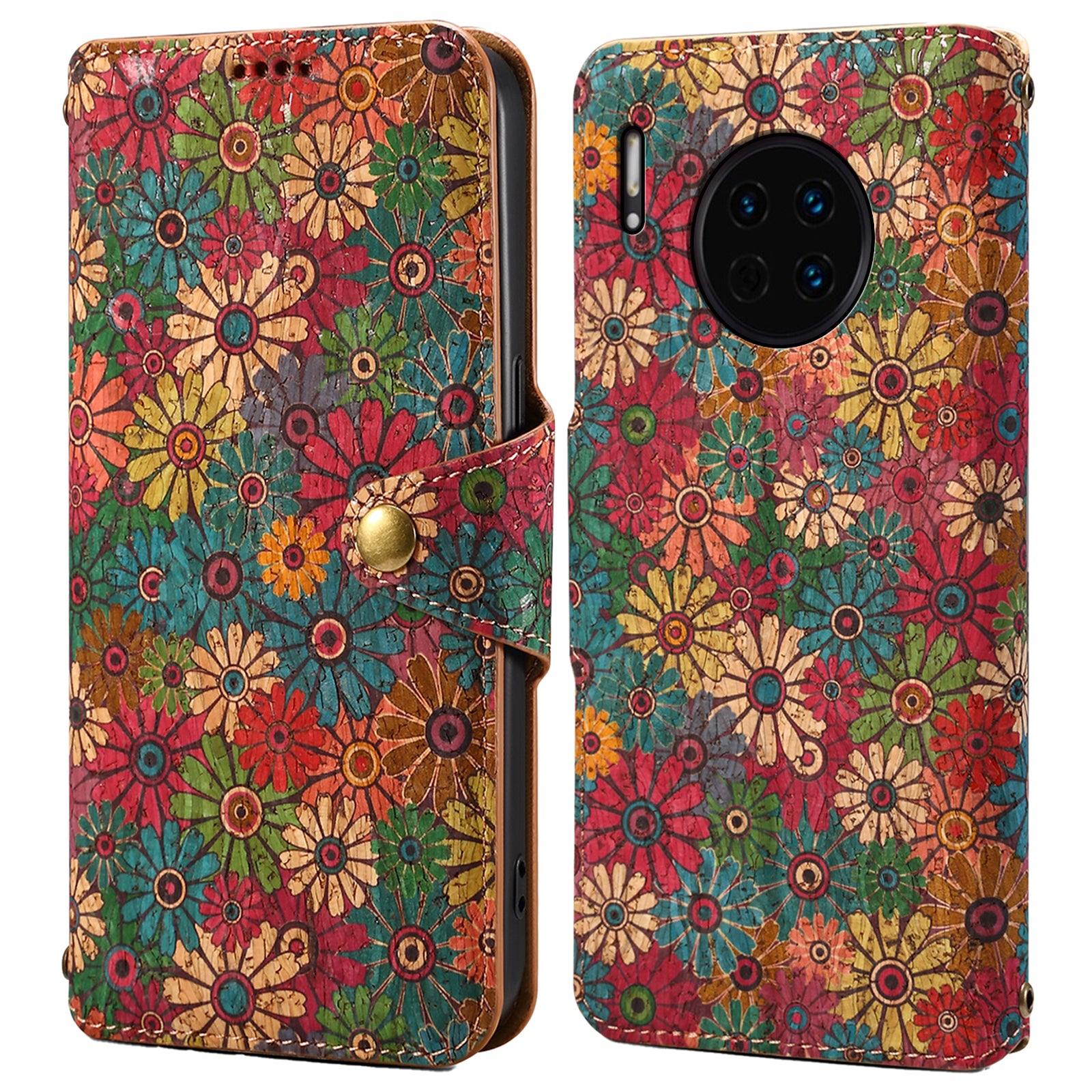 For Huawei Mate 30 4G / 5G Case PU Leather Flower Pattern Wallet Style Flip Phone Cover
