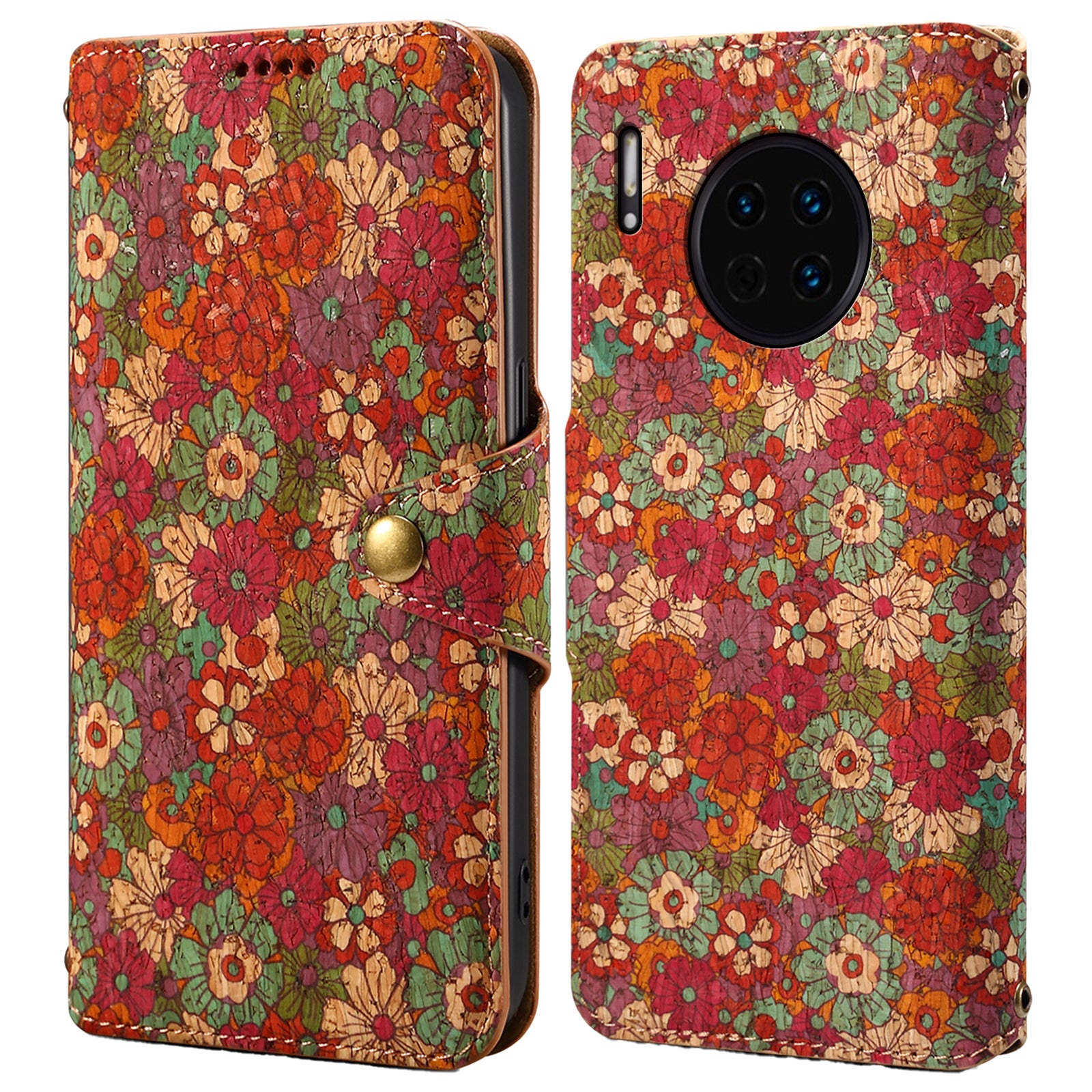 For Huawei Mate 30 4G / 5G Case PU Leather Flower Pattern Wallet Style Flip Phone Cover