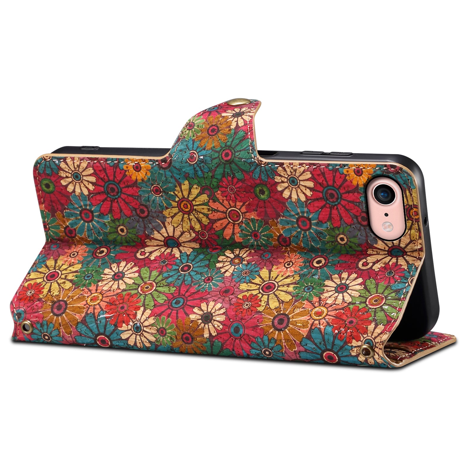 For iPhone 7 / 8 4.7 inch / SE (2020) / SE (2022) Leather Cover Floral Printing Shockproof Wallet Phone Case with Stand