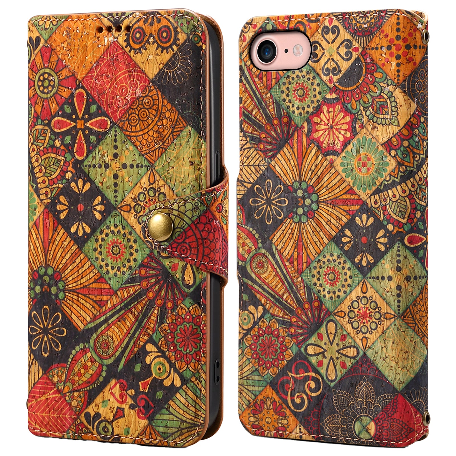 For iPhone 7 / 8 4.7 inch / SE (2020) / SE (2022) Leather Cover Floral Printing Shockproof Wallet Phone Case with Stand