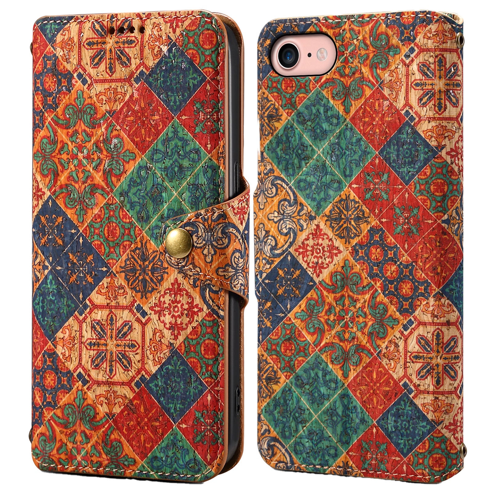 For iPhone 7 / 8 4.7 inch / SE (2020) / SE (2022) Leather Cover Floral Printing Shockproof Wallet Phone Case with Stand