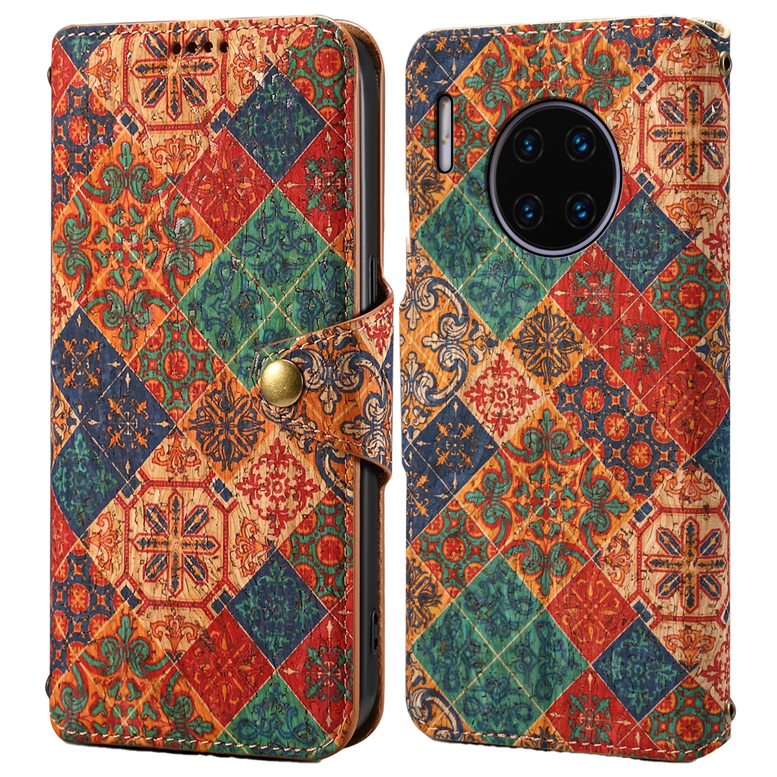 For Huawei Mate 30 Pro 4G / 5G Case Floral Pattern Folding Stand Leather Phone Cover
