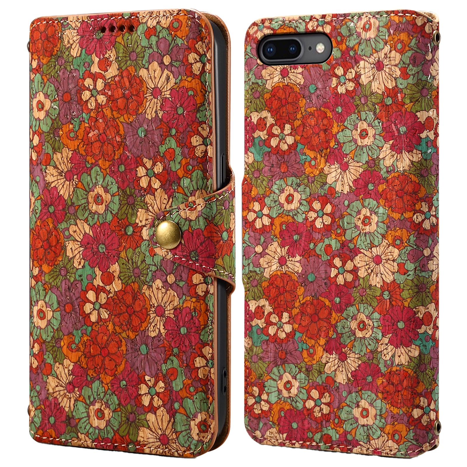For iPhone 7 Plus / 8 Plus Case Floral Printing Anti-Drop Leather Phone Cover with Wallet