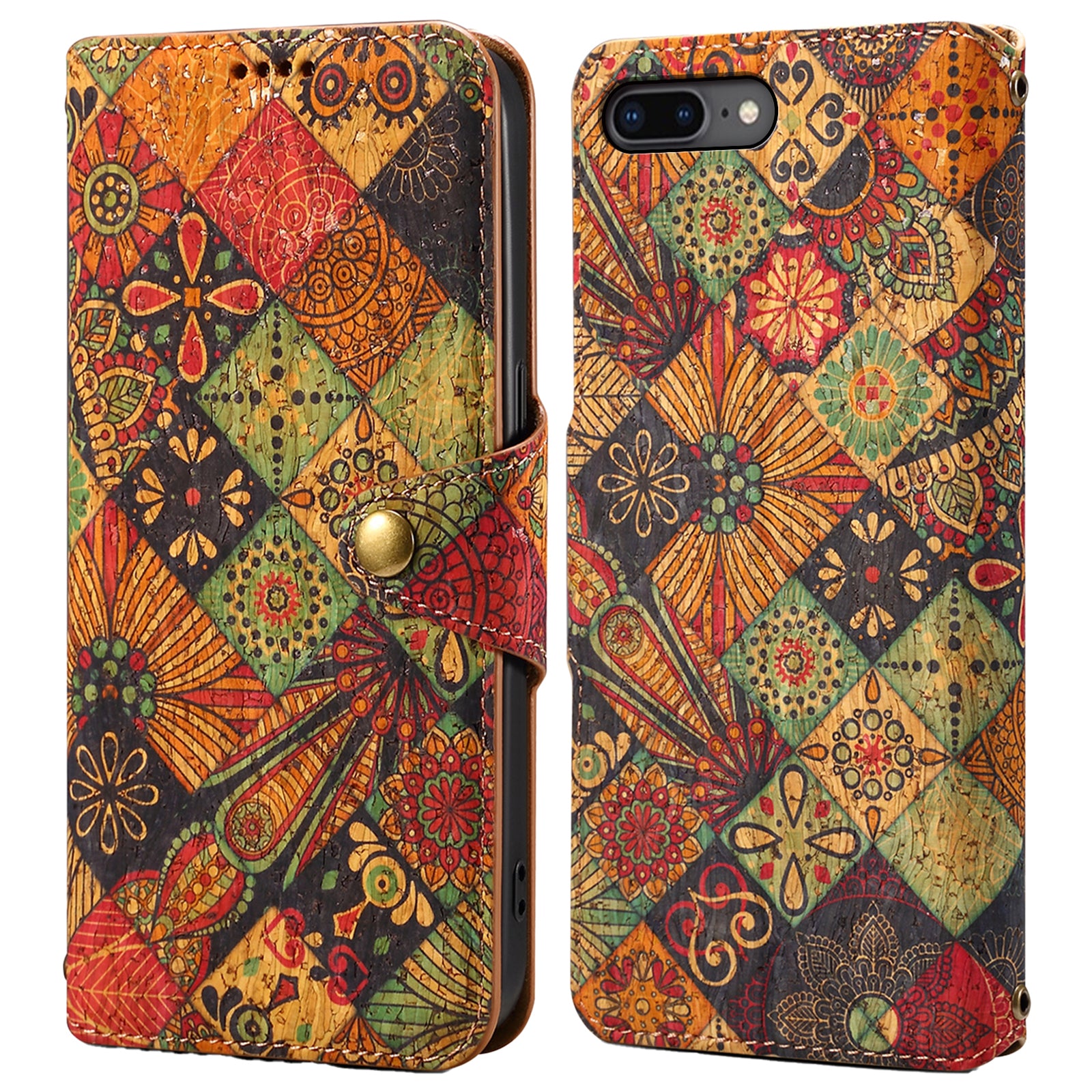 For iPhone 7 Plus / 8 Plus Case Floral Printing Anti-Drop Leather Phone Cover with Wallet