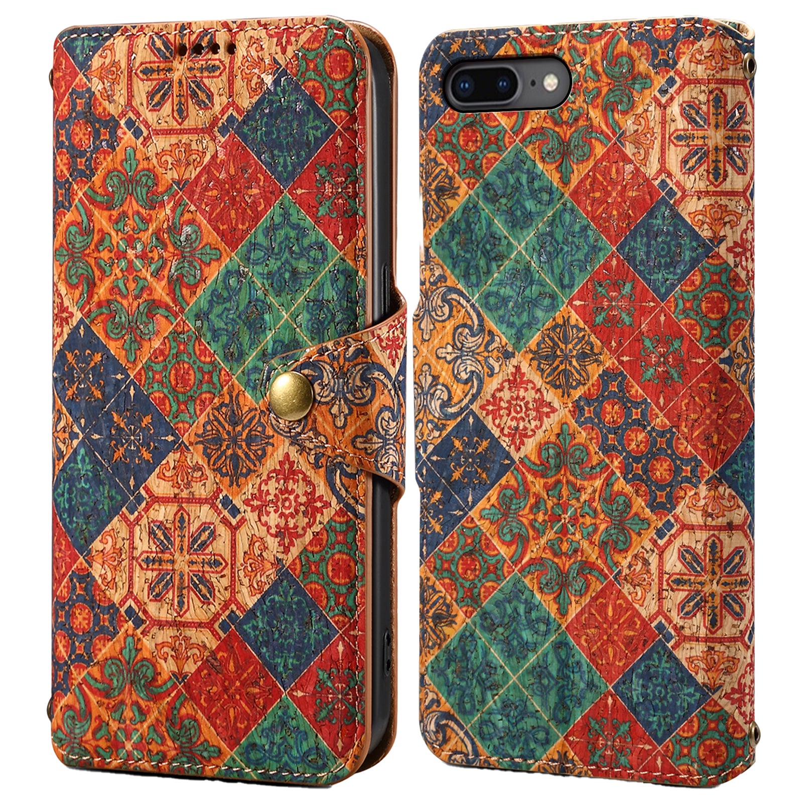 For iPhone 7 Plus / 8 Plus Case Floral Printing Anti-Drop Leather Phone Cover with Wallet