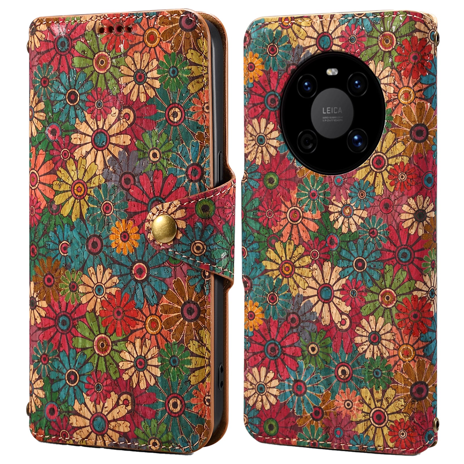 For Huawei Mate 40 Case PU Leather Floral Pattern Wallet Flip Phone Cover
