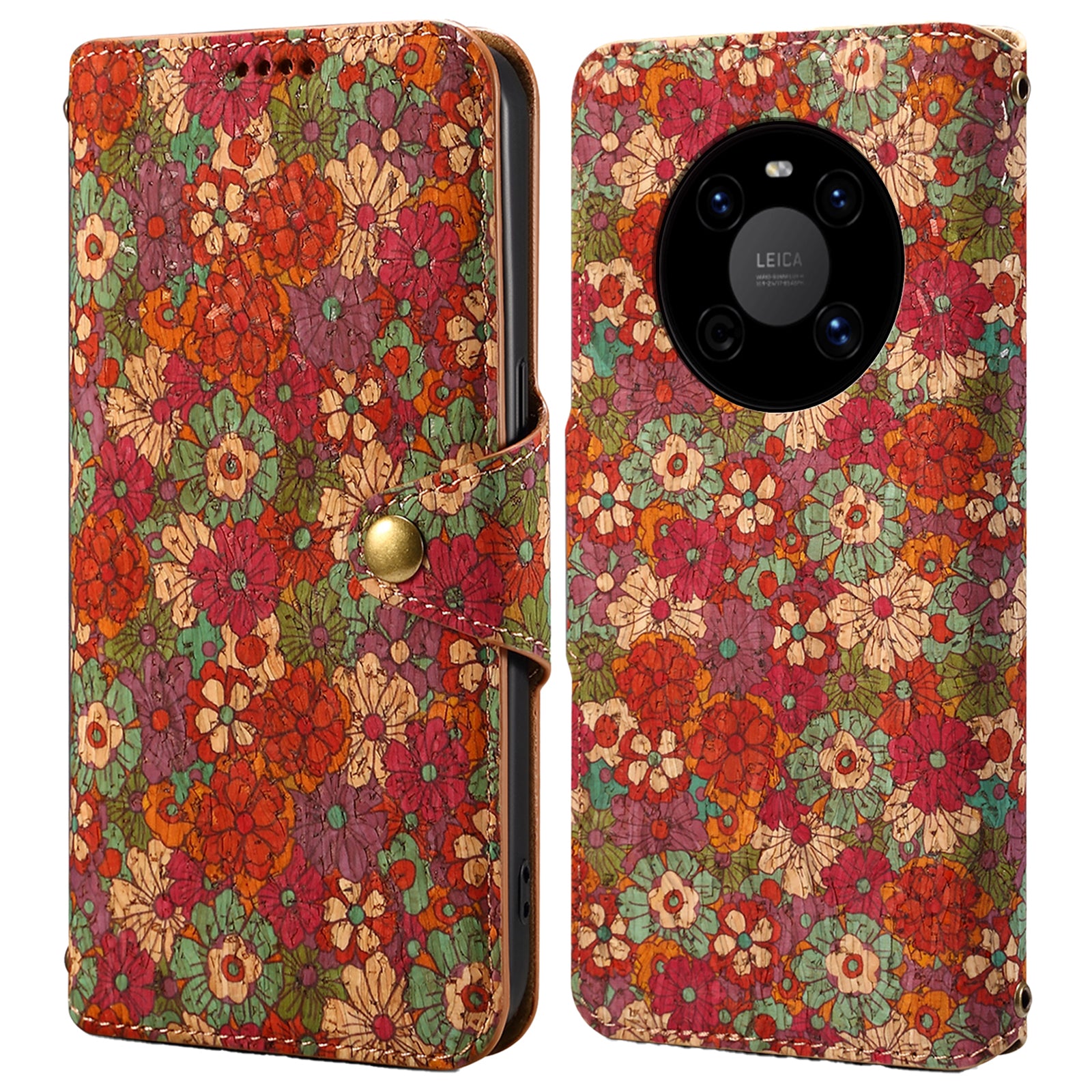 For Huawei Mate 40 Case PU Leather Floral Pattern Wallet Flip Phone Cover