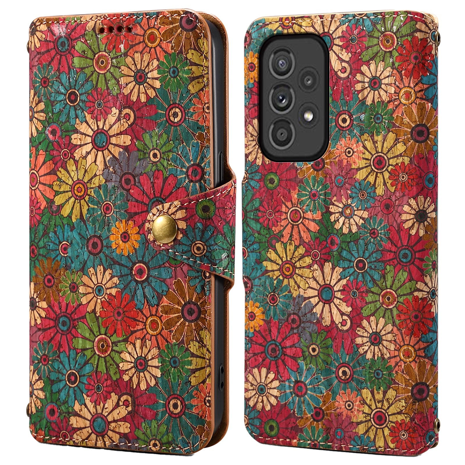 For Samsung Galaxy A33 5G Case PU Leather Floral Pattern Phone Cover with Card Holder Slot