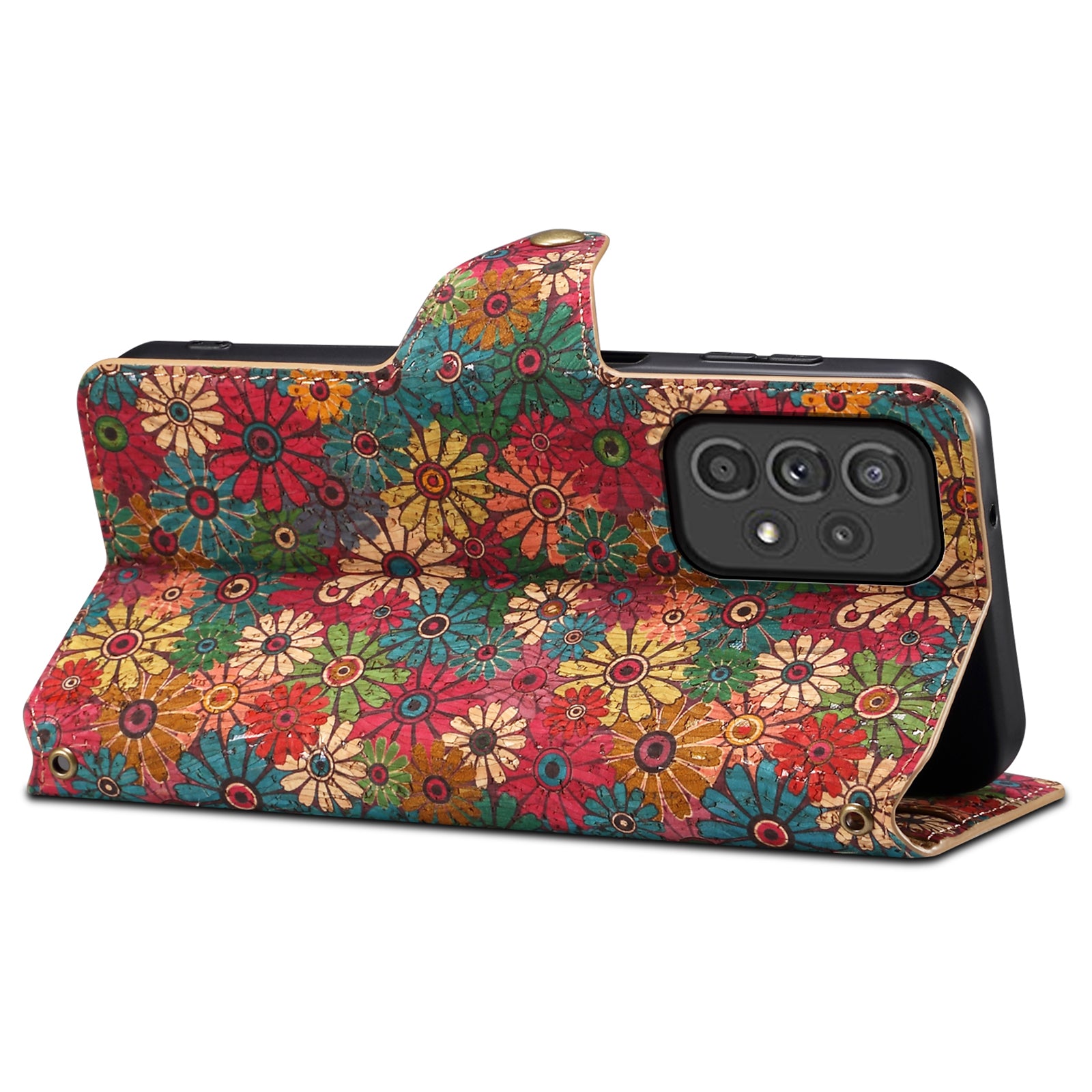 For Samsung Galaxy A33 5G Case PU Leather Floral Pattern Phone Cover with Card Holder Slot