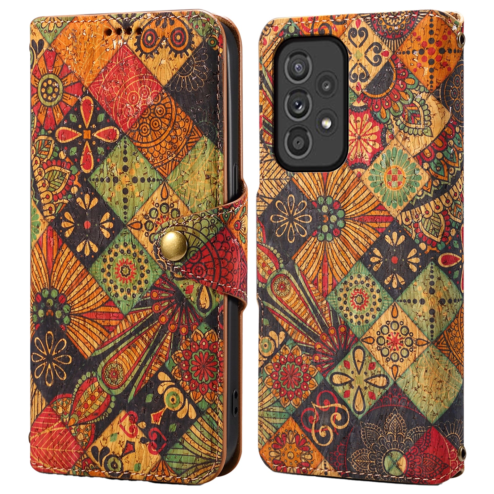 For Samsung Galaxy A33 5G Case PU Leather Floral Pattern Phone Cover with Card Holder Slot