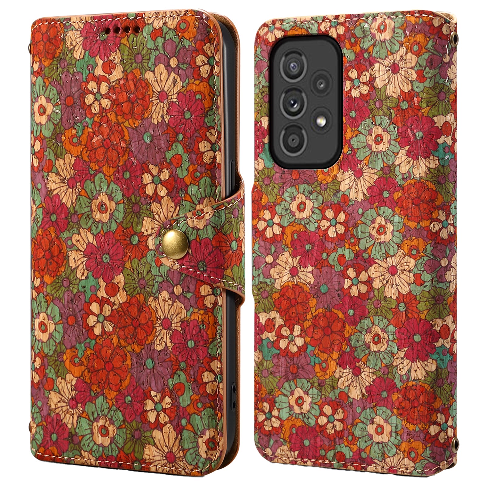 For Samsung Galaxy A33 5G Case PU Leather Floral Pattern Phone Cover with Card Holder Slot