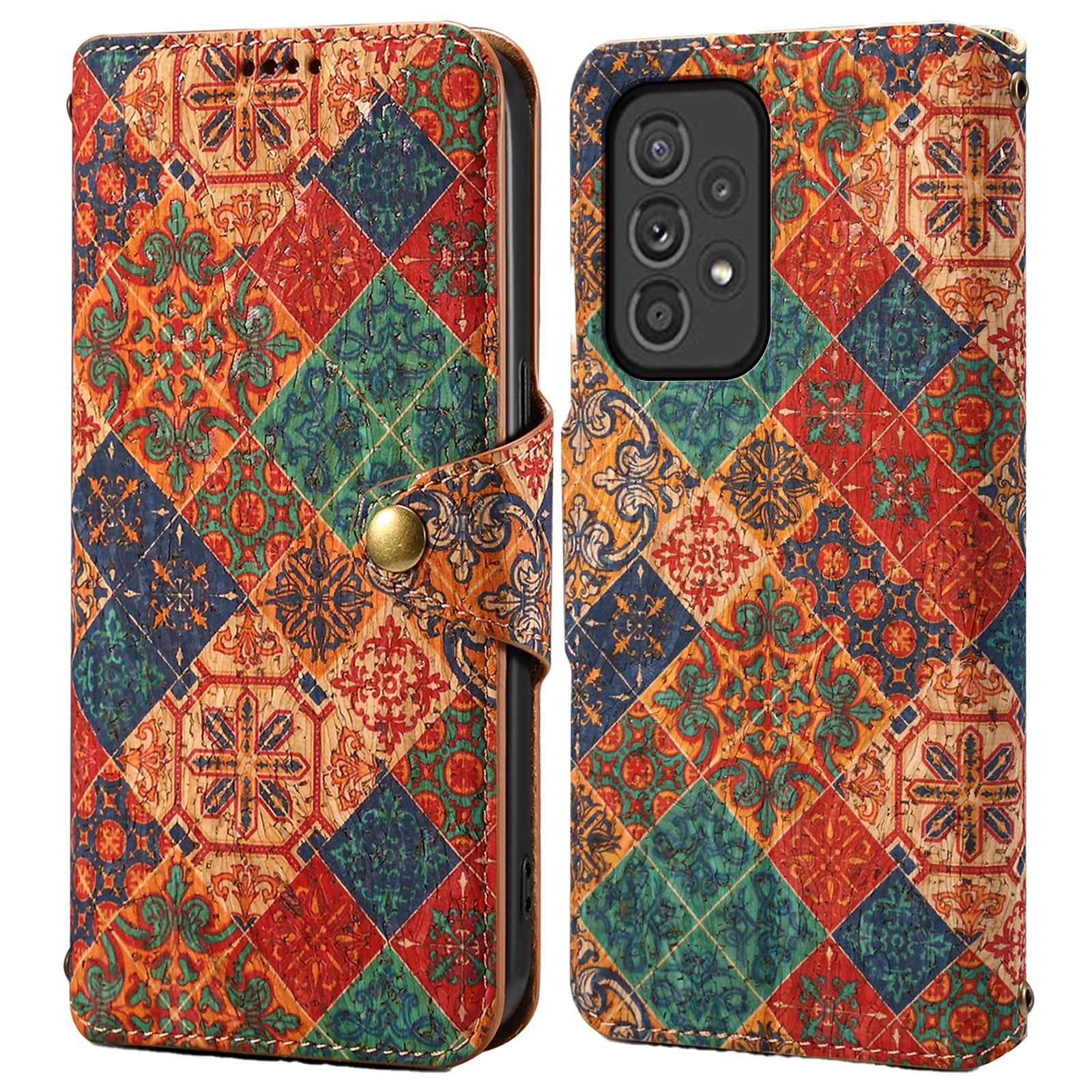 For Samsung Galaxy A33 5G Case PU Leather Floral Pattern Phone Cover with Card Holder Slot