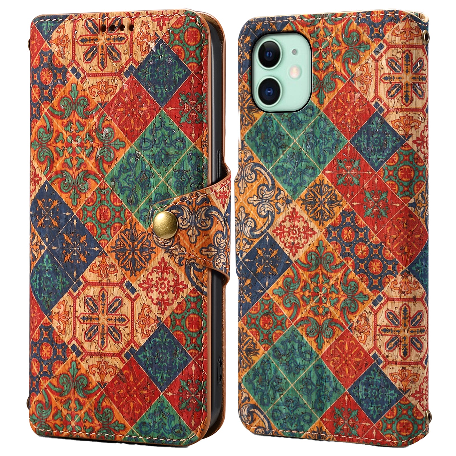 For iPhone 11 Wallet Phone Case Floral Printing Anti-Scratch Leather Cover with Stand