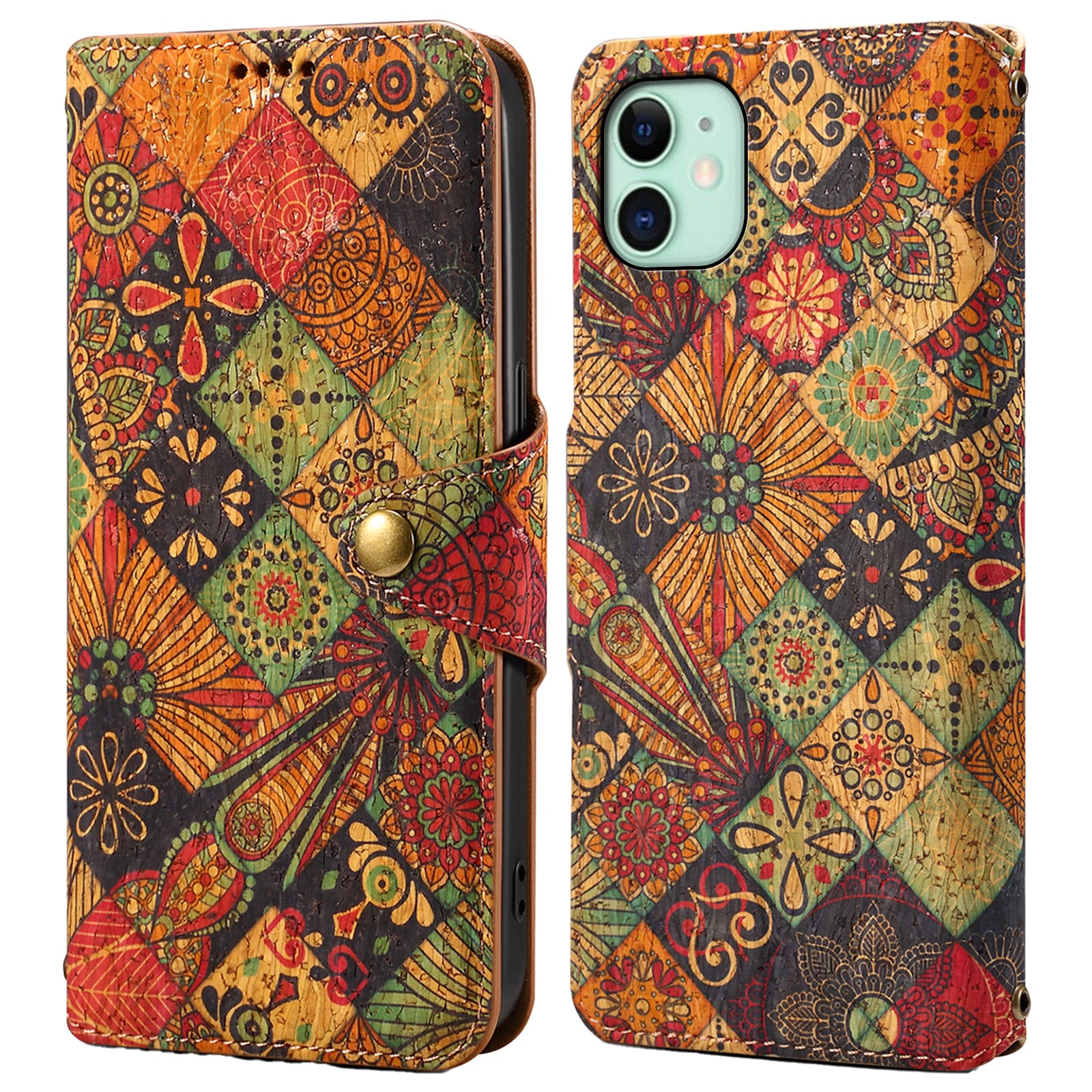 For iPhone 11 Wallet Phone Case Floral Printing Anti-Scratch Leather Cover with Stand
