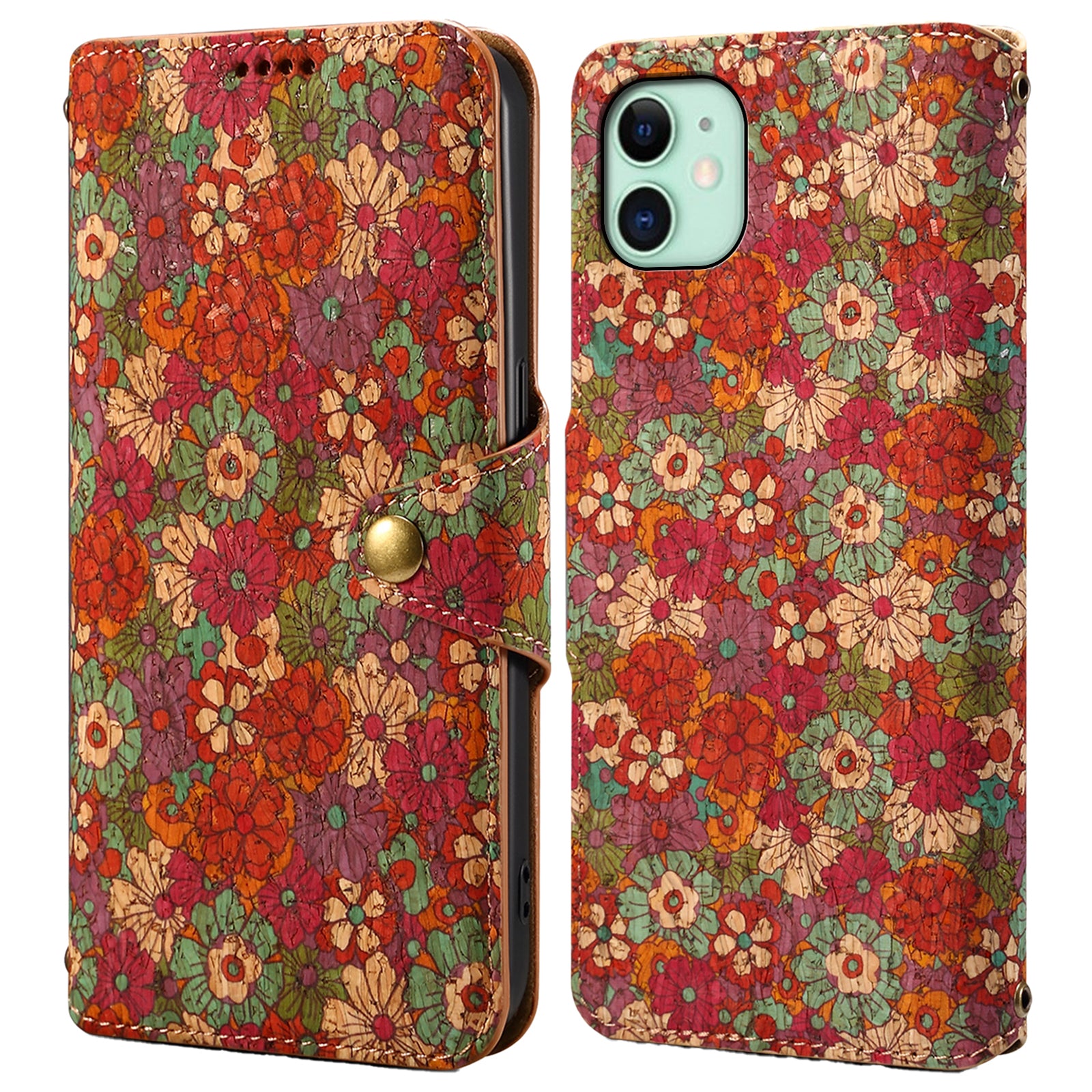 For iPhone 11 Wallet Phone Case Floral Printing Anti-Scratch Leather Cover with Stand