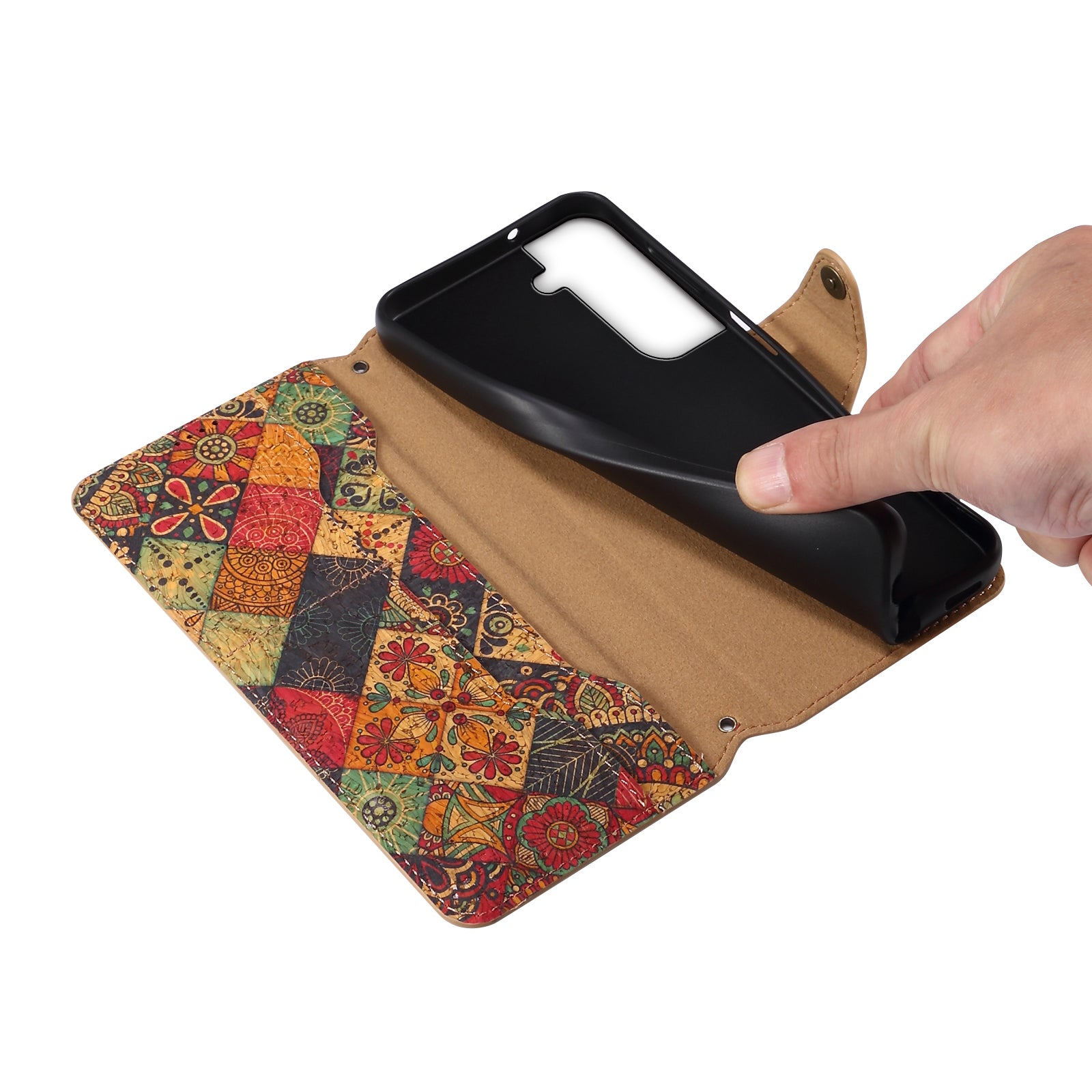 For Samsung Galaxy S21 FE 5G Case Flower Print Pattern Design PU Leather Phone Cover