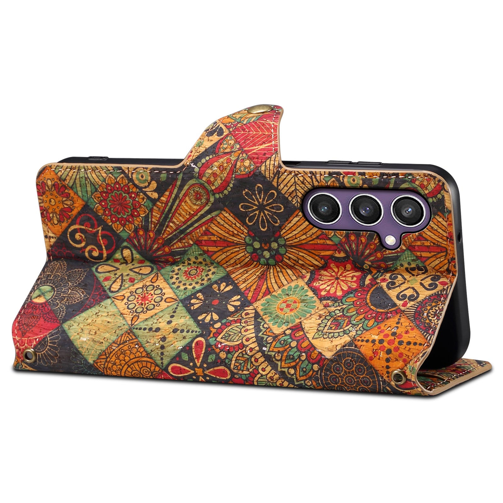 For Samsung Galaxy S23 FE Case with Card Holder Leather Wallet Flower Pattern Phone Cover