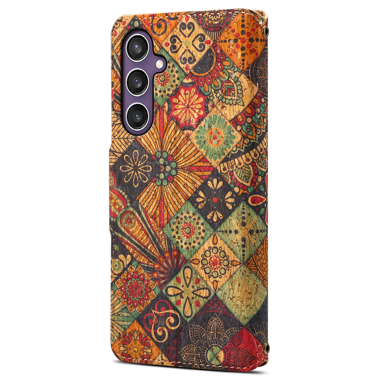 For Samsung Galaxy S23 FE Case with Card Holder Leather Wallet Flower Pattern Phone Cover