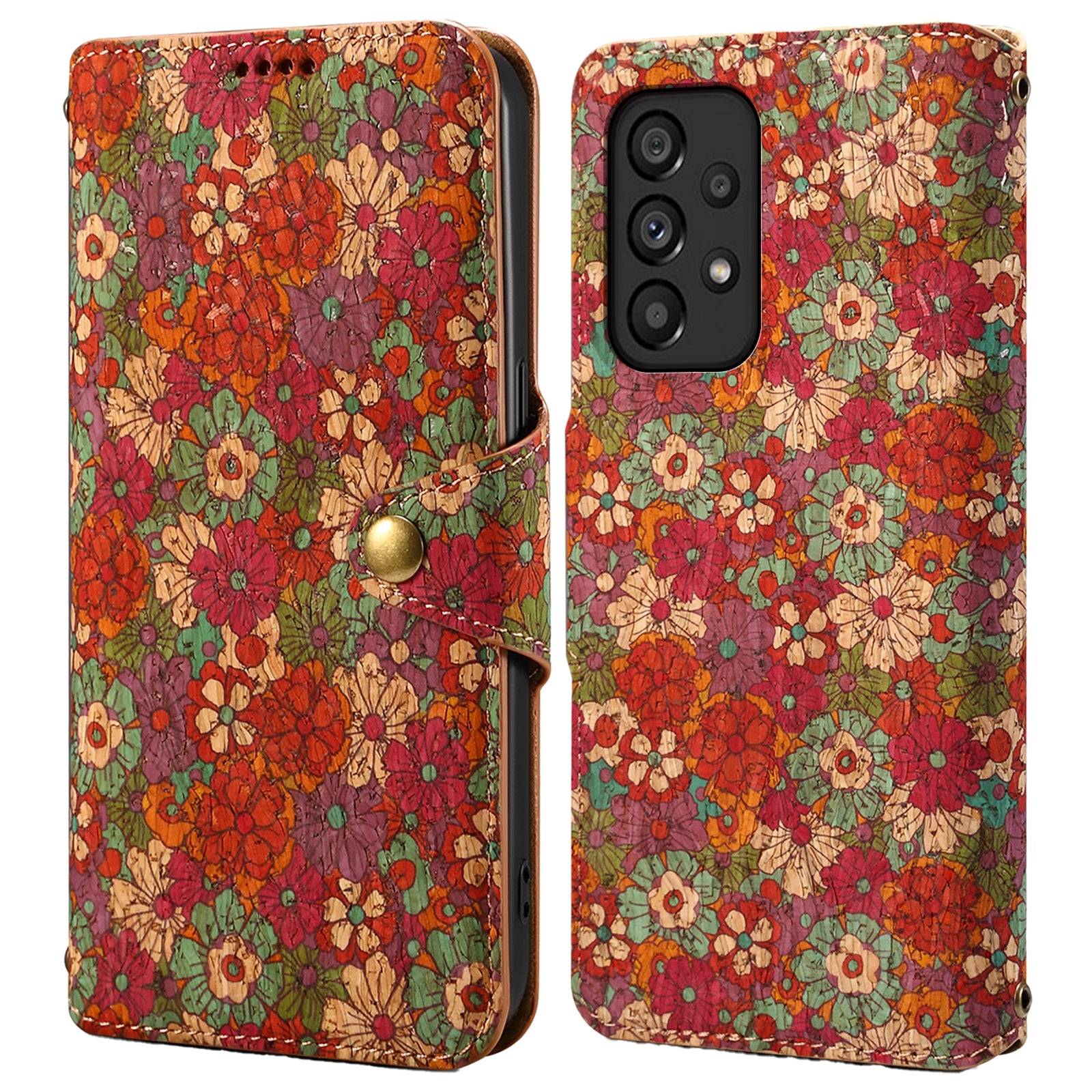 For Samsung Galaxy A53 5G Case PU Leather Stand Flower Blossom Phone Cover