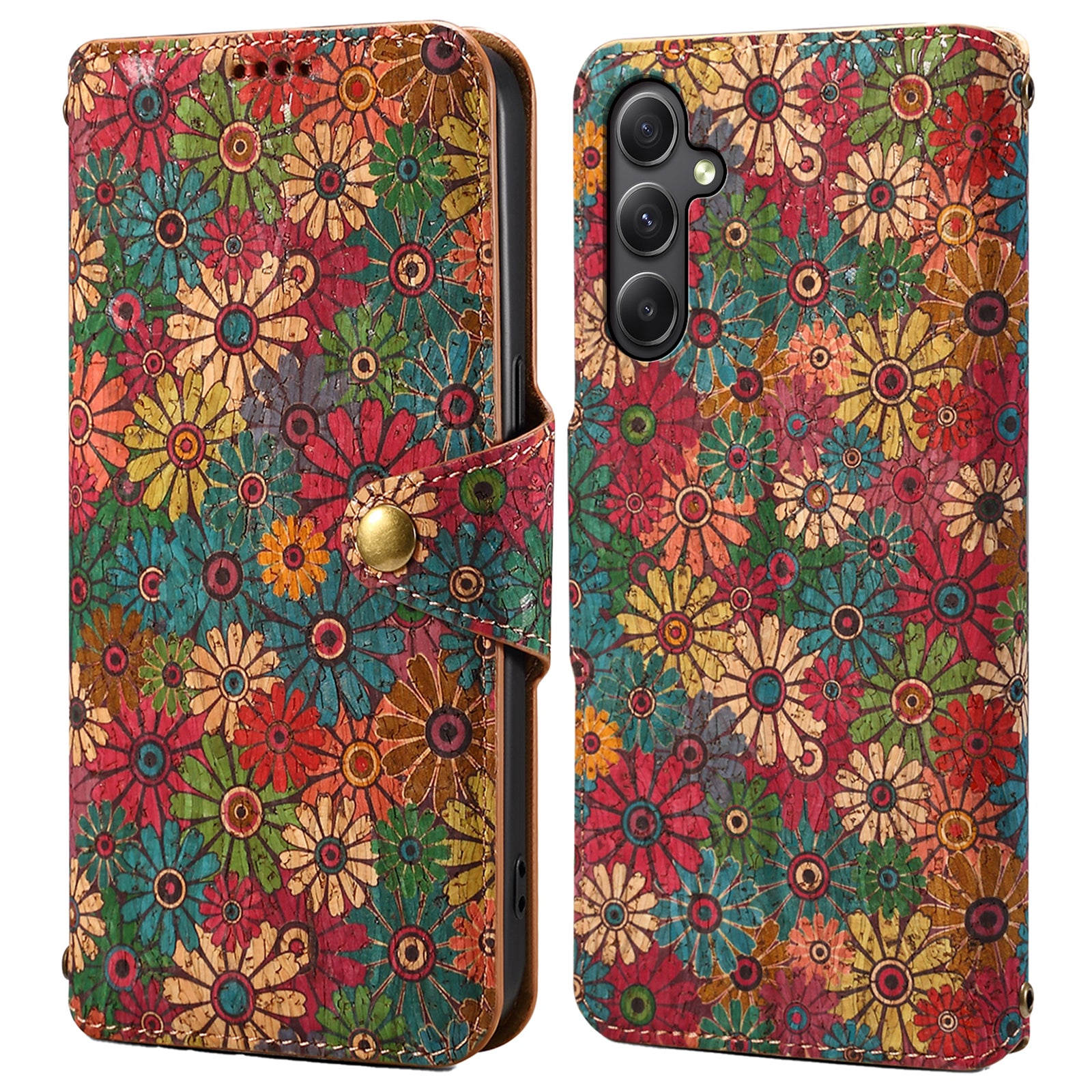 For Samsung Galaxy A34 5G Wallet Case Flower Printed Leather Flip Phone Cover