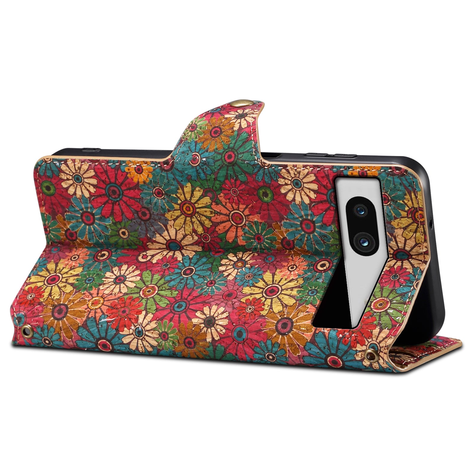 For Google Pixel 7a Case Printing Flower Design Leather Magnetic Closure Phone Cover