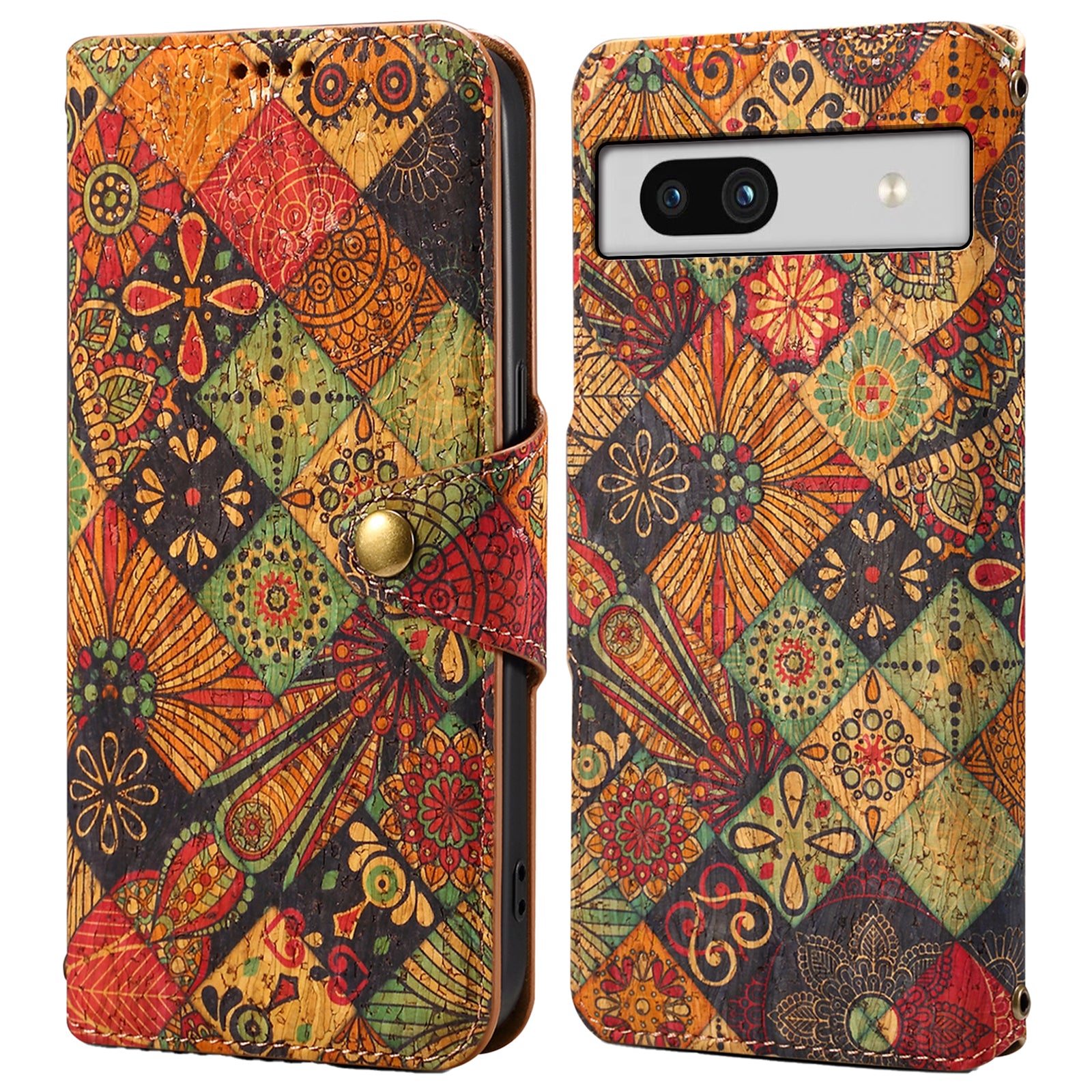For Google Pixel 7a Case Printing Flower Design Leather Magnetic Closure Phone Cover