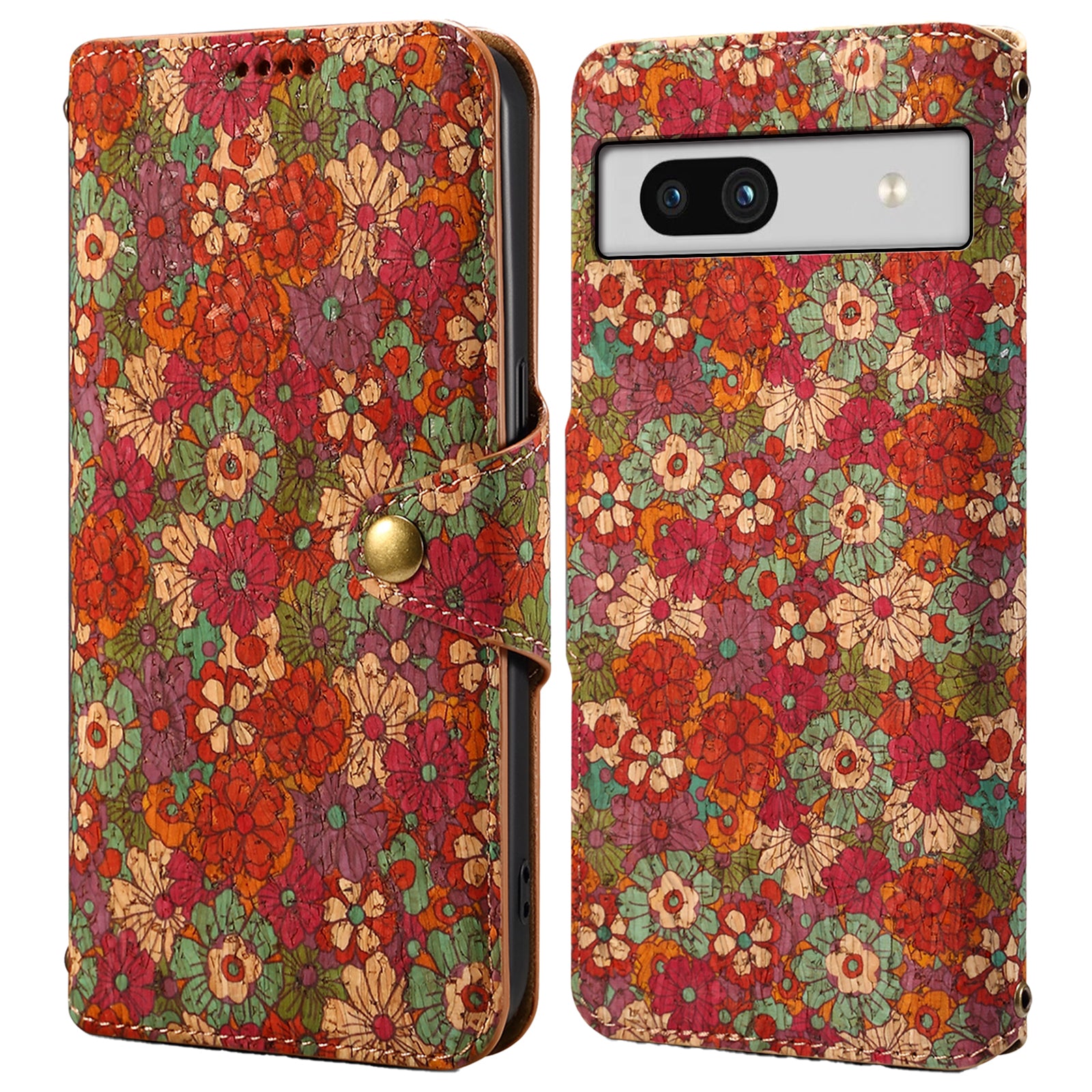 For Google Pixel 7a Case Printing Flower Design Leather Magnetic Closure Phone Cover