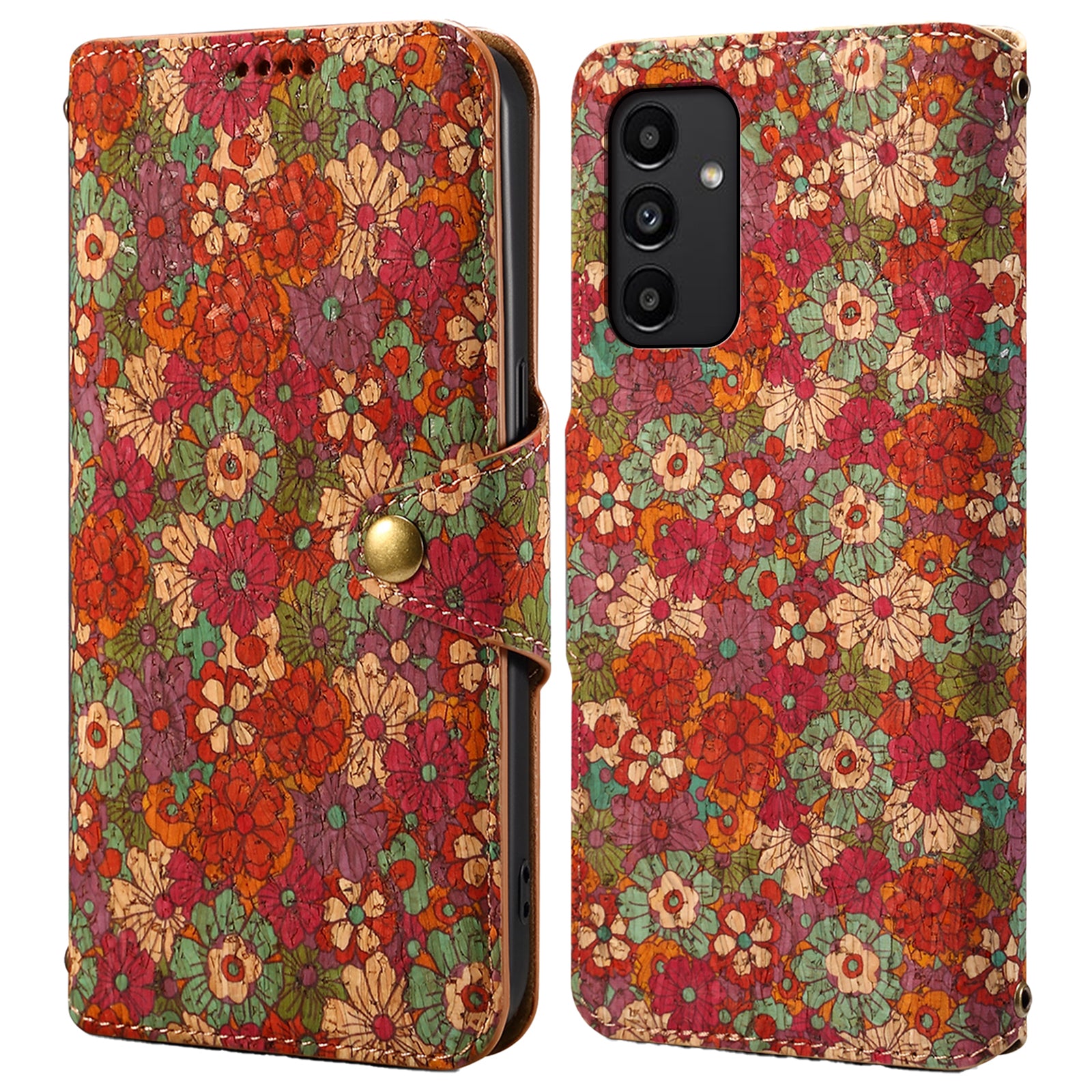 For Samsung Galaxy A13 5G Flower Phone Case Folding Stand Leather Phone Cover