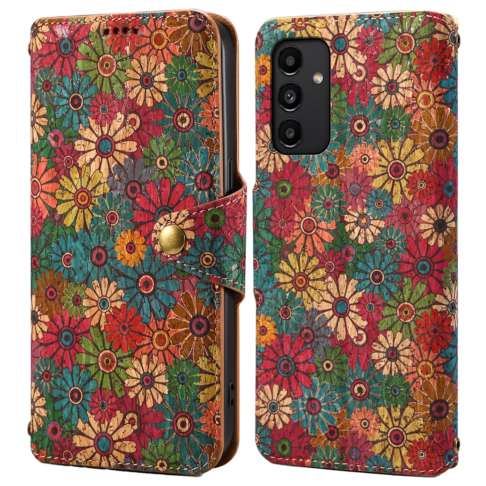 For Samsung Galaxy A13 5G Flower Phone Case Folding Stand Leather Phone Cover