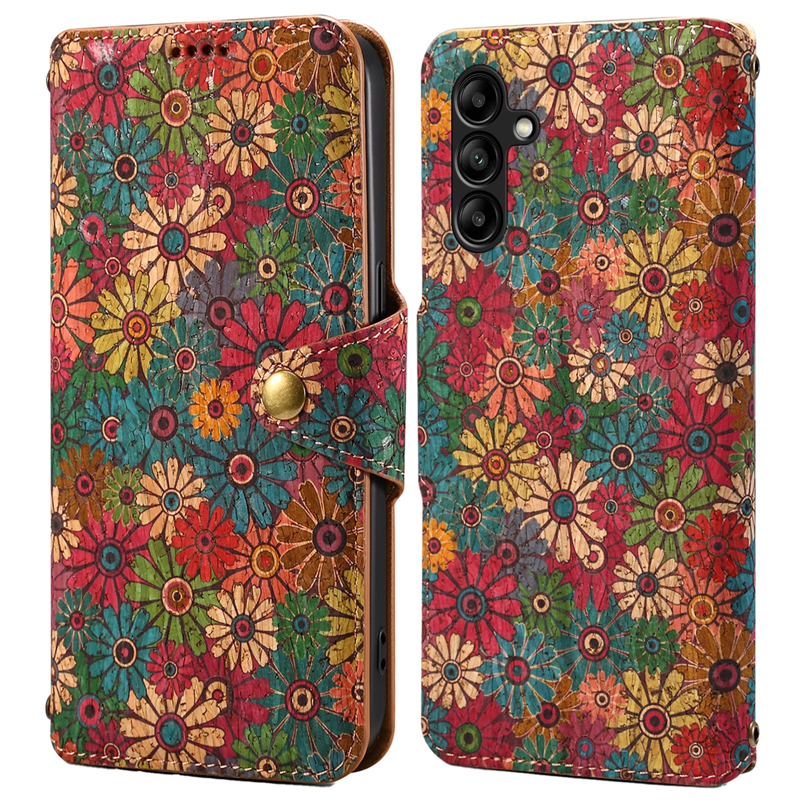 For Samsung Galaxy A05s 4G Case with Card Holder PU Leather Floral Protective Phone Cover