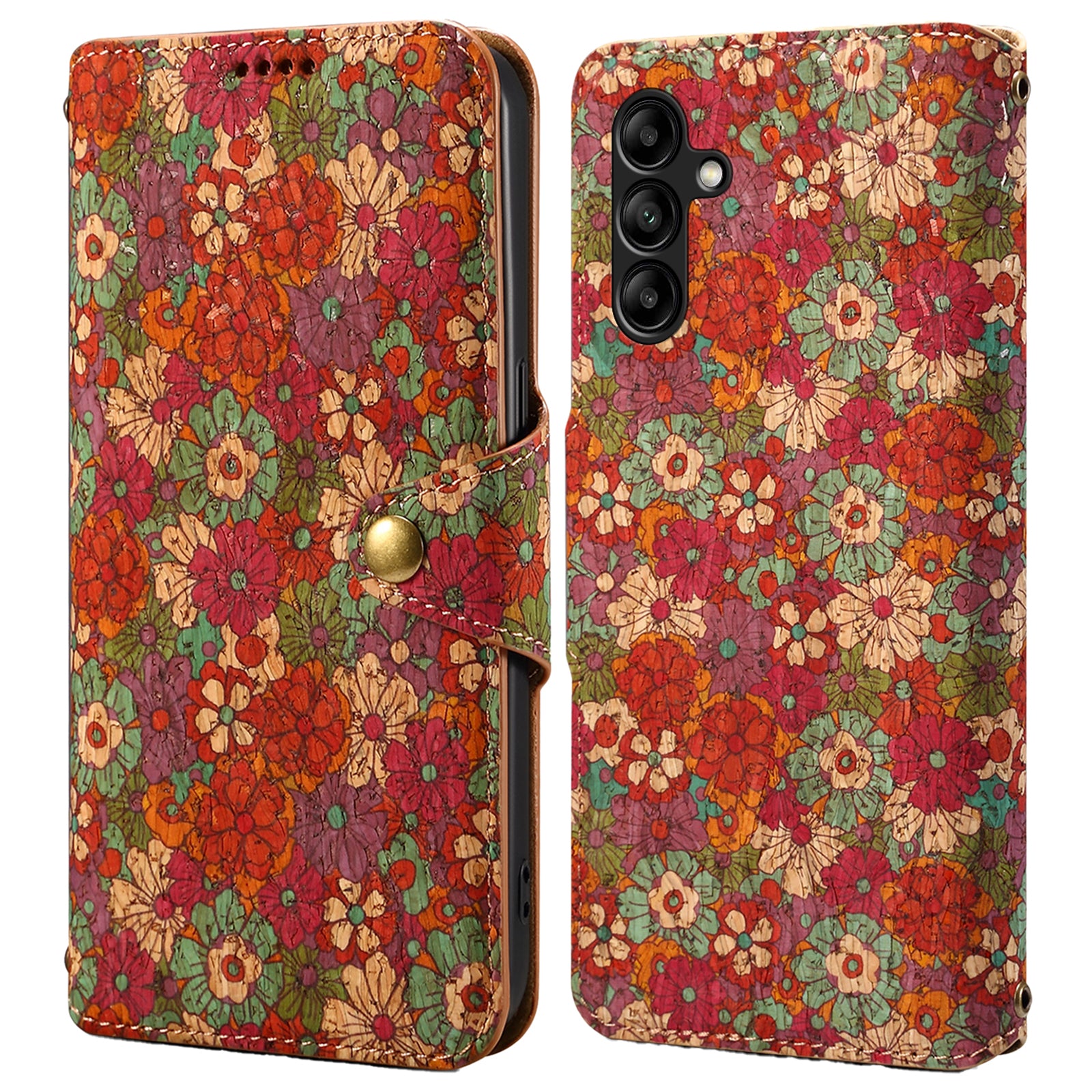 For Samsung Galaxy A05s 4G Case with Card Holder PU Leather Floral Protective Phone Cover