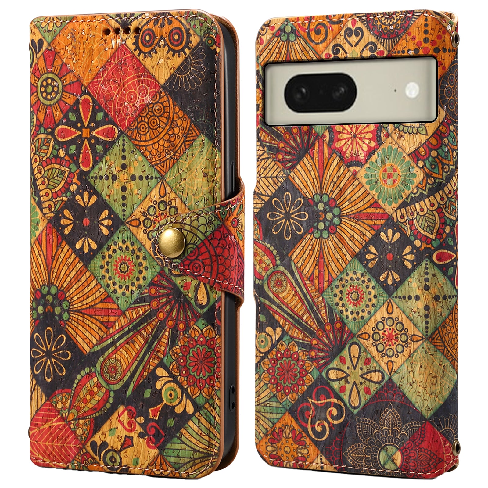 For Google Pixel 8 Case PU Leather Flip Protective Phone Cover Printed Floral Pattern