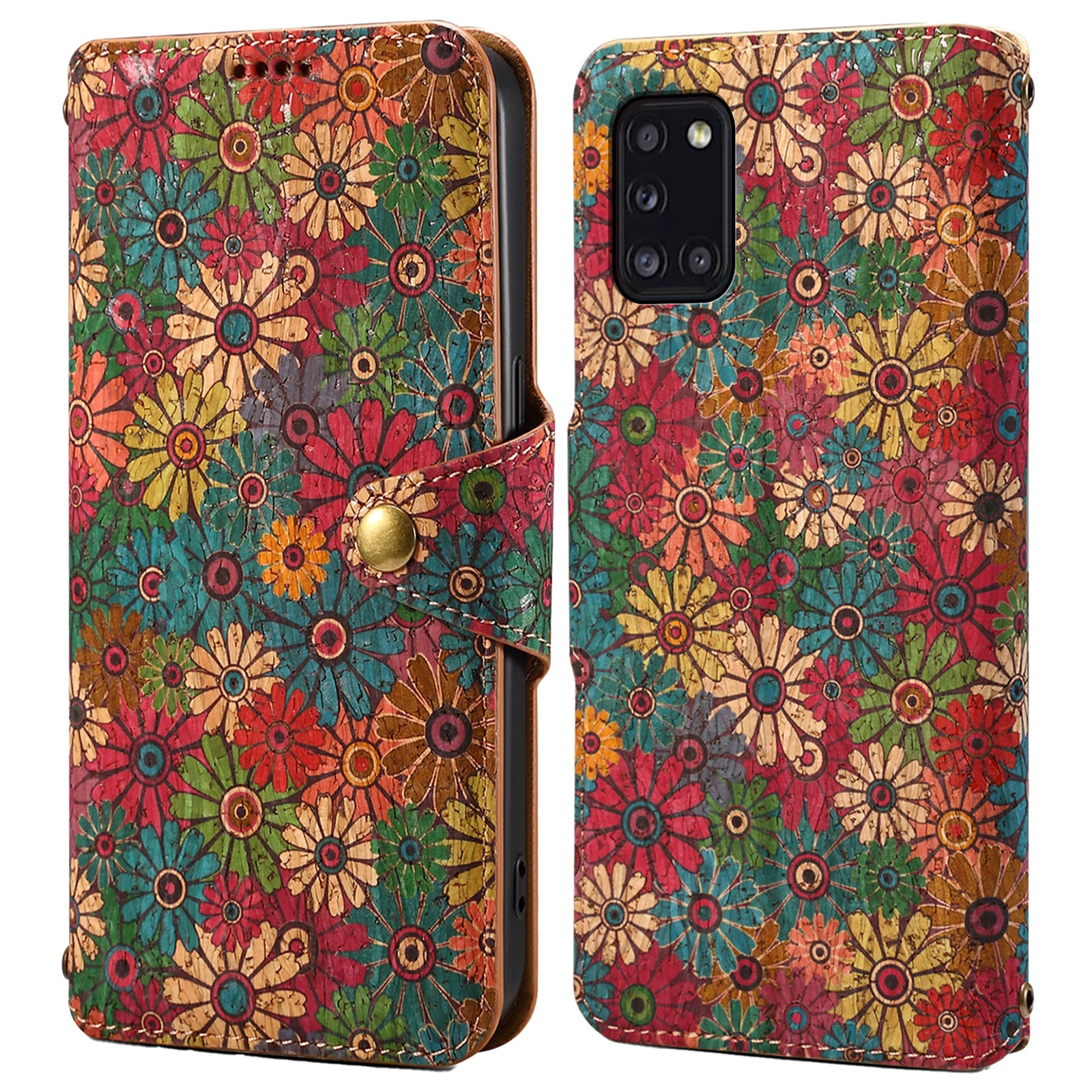 For Samsung Galaxy A31 Case Flower Pattern Folio PU Leather Dropproof Phone Cover