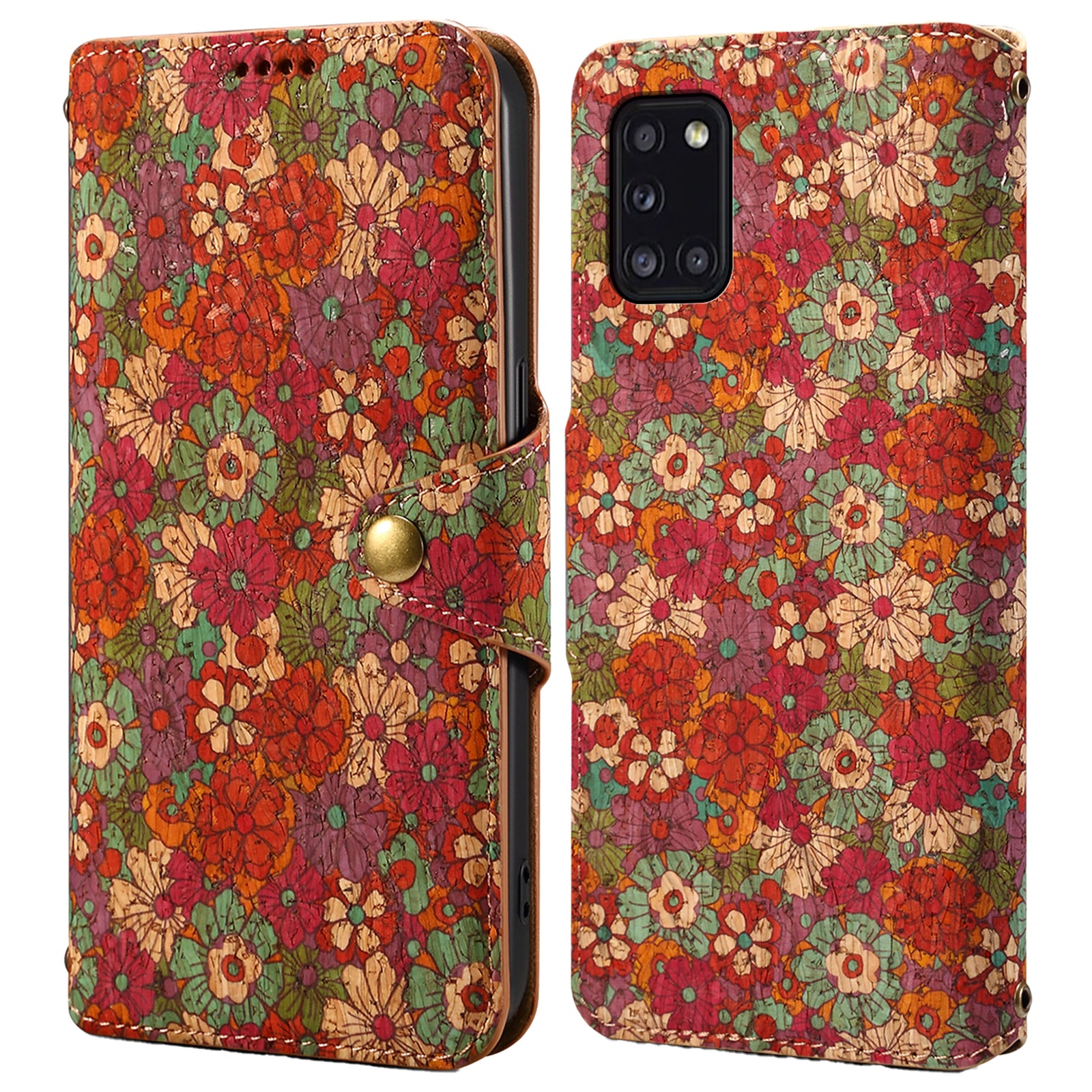 For Samsung Galaxy A31 Case Flower Pattern Folio PU Leather Dropproof Phone Cover