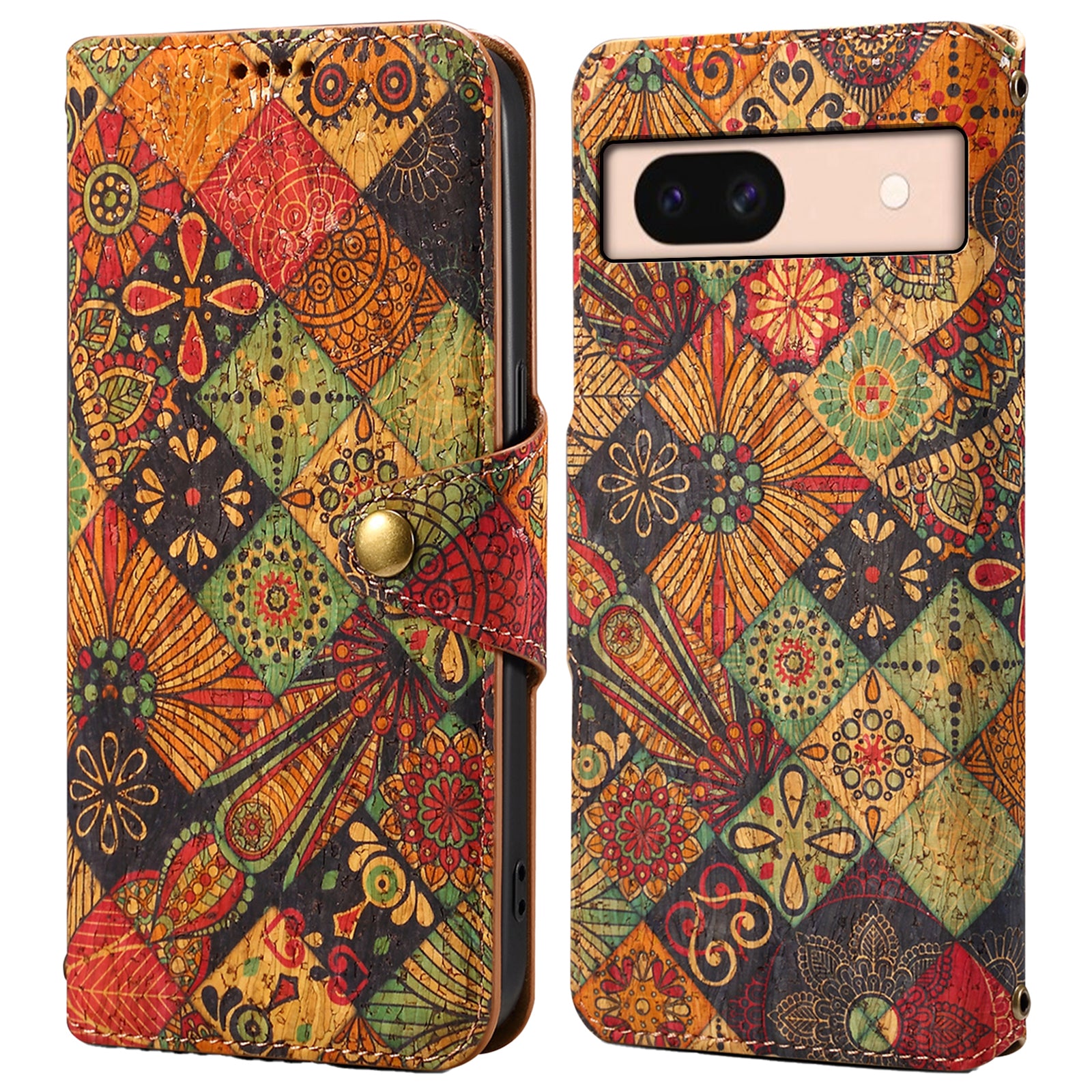 For Google Pixel 8a Leather Case Floral Printing Wallet Phone Cover with Stand