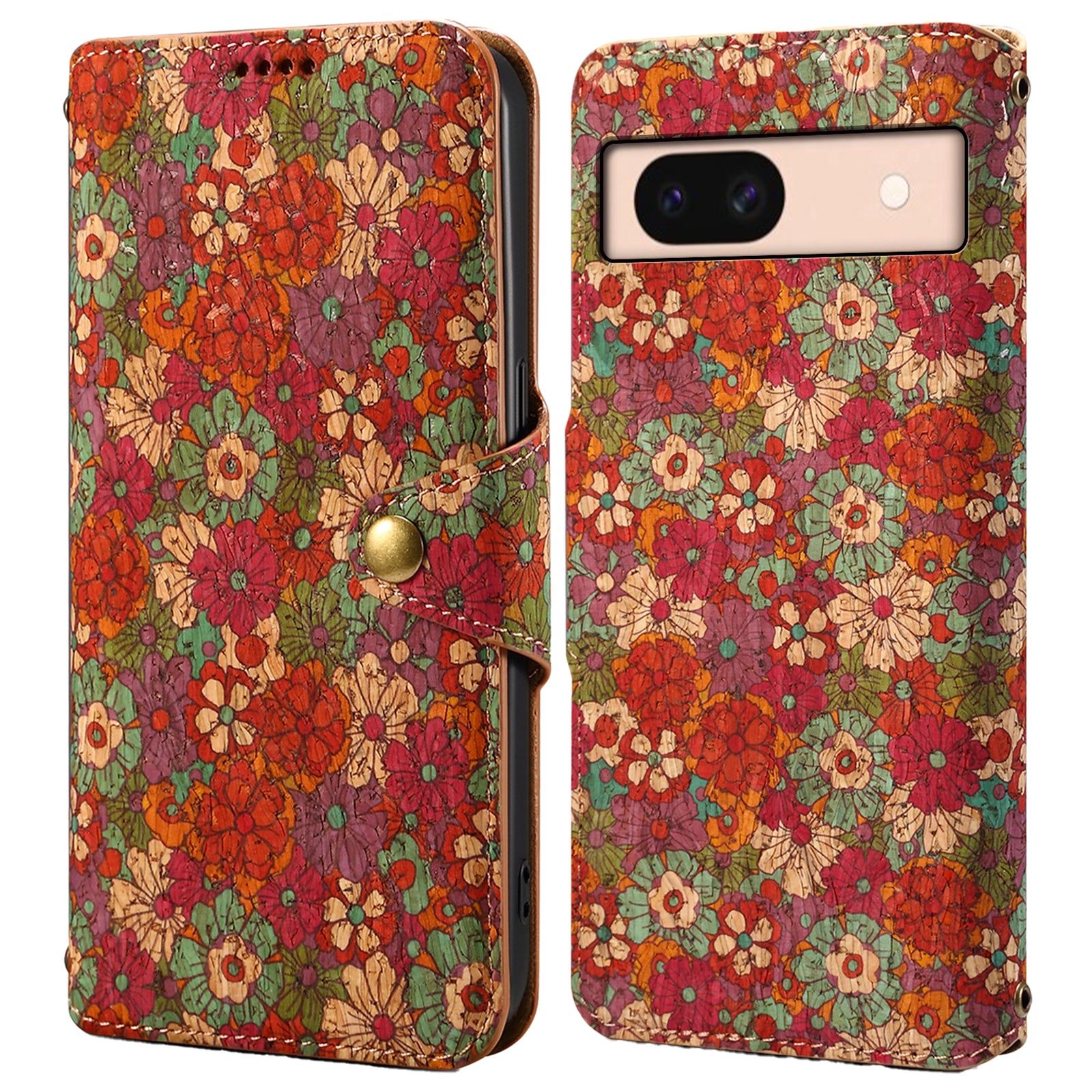 For Google Pixel 8a Leather Case Floral Printing Wallet Phone Cover with Stand