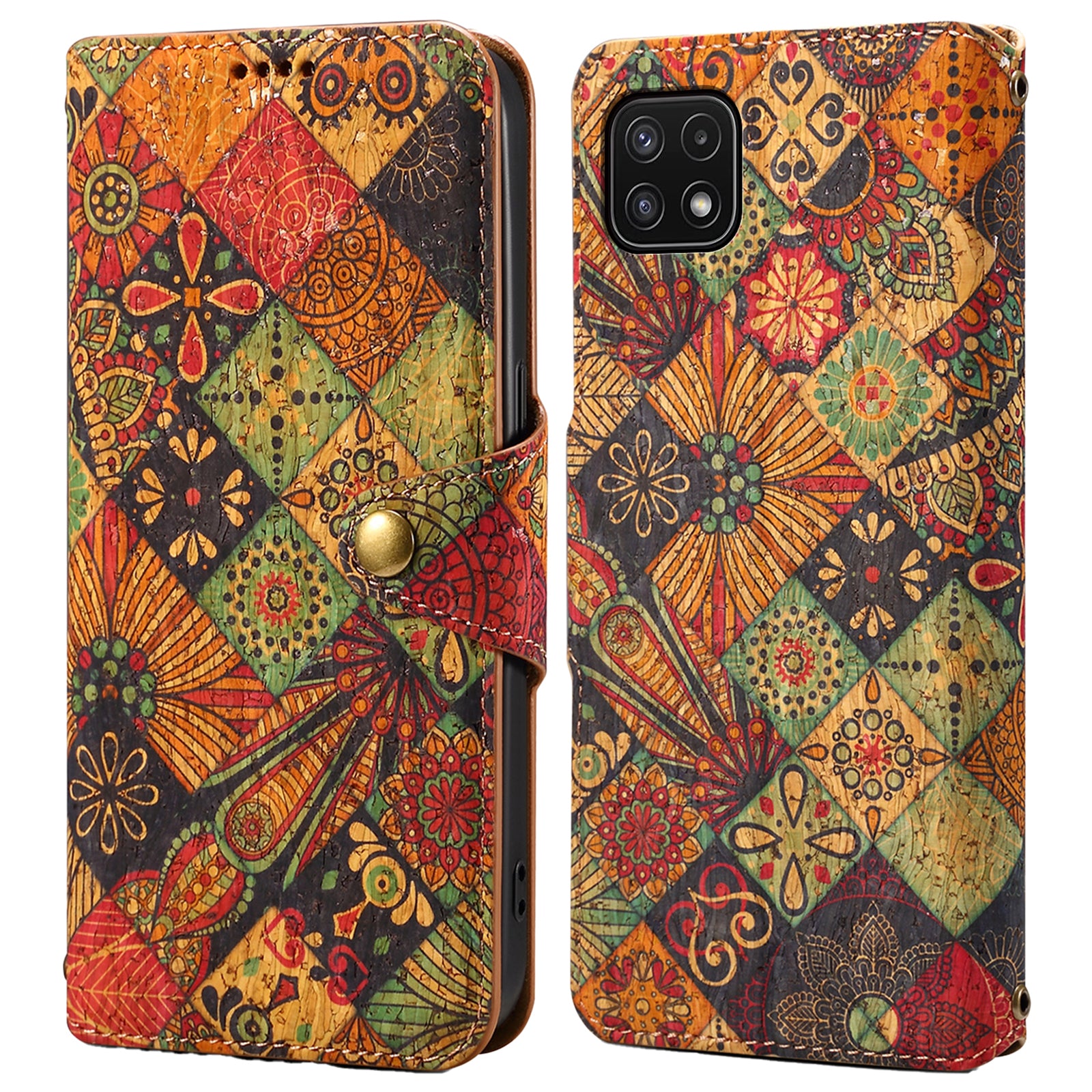 For Samsung Galaxy A22 5G (EU Version) Stand Case Flower Printing Leather Wallet Phone Cover