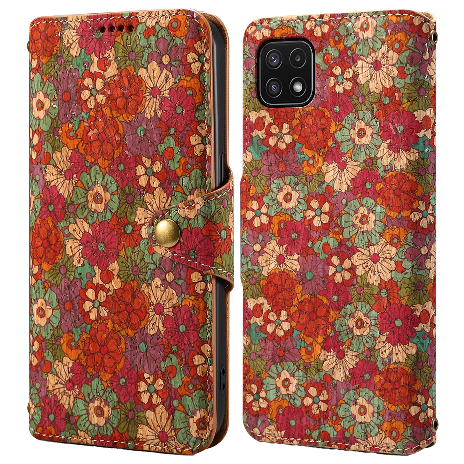 For Samsung Galaxy A22 5G (EU Version) Stand Case Flower Printing Leather Wallet Phone Cover